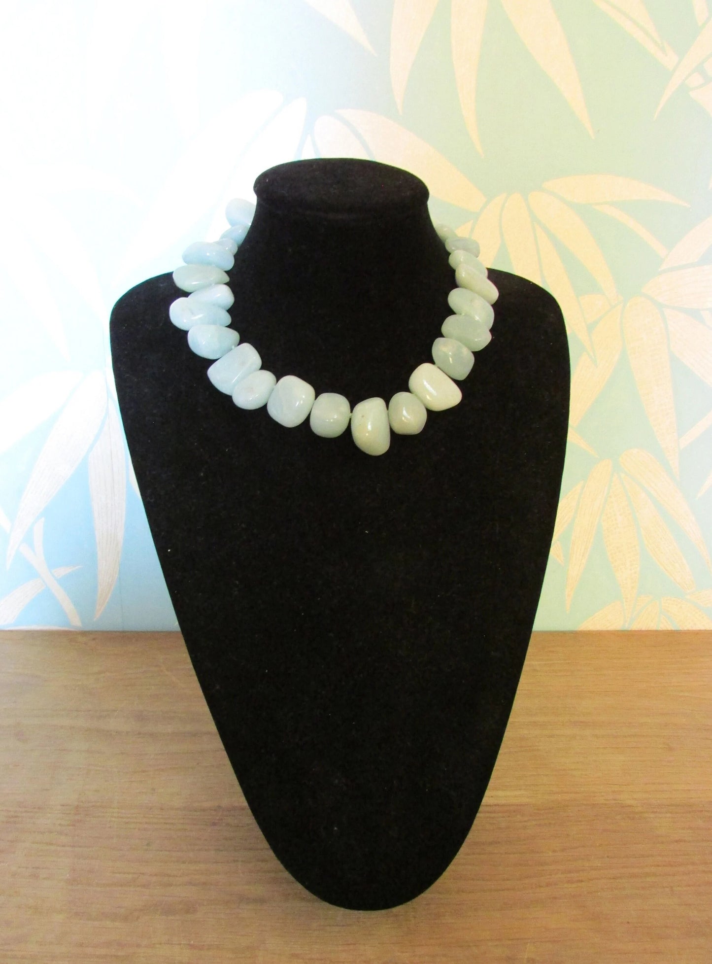circa. 1990s chunky Aventurine collar length necklace with 525 silver clasp