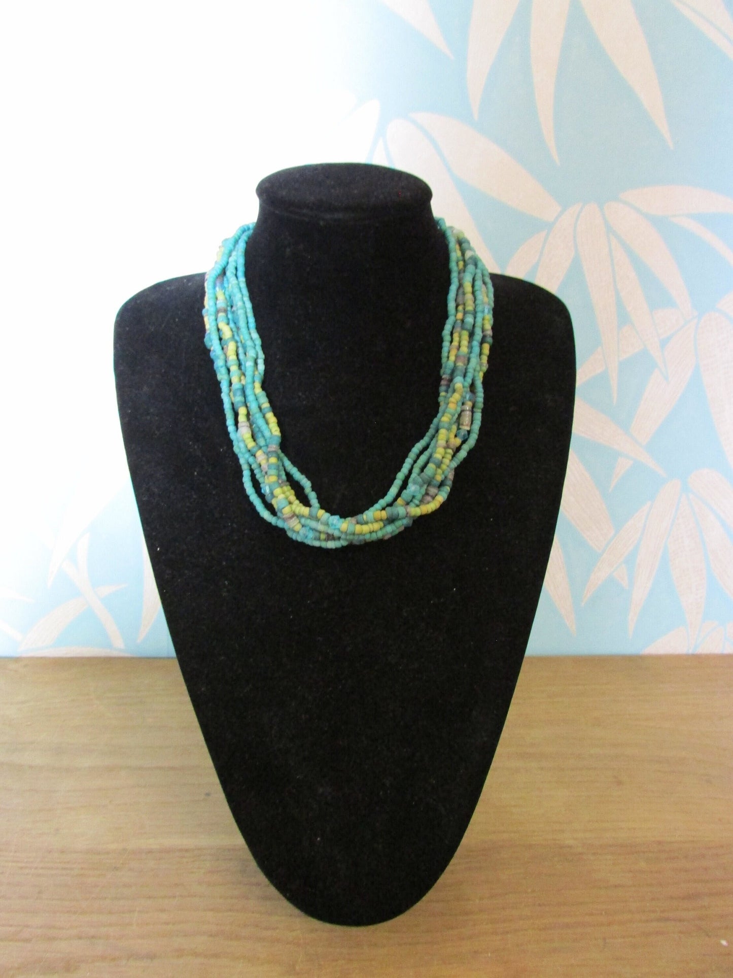 Y2K turquoise green mix clay multistrand necklace