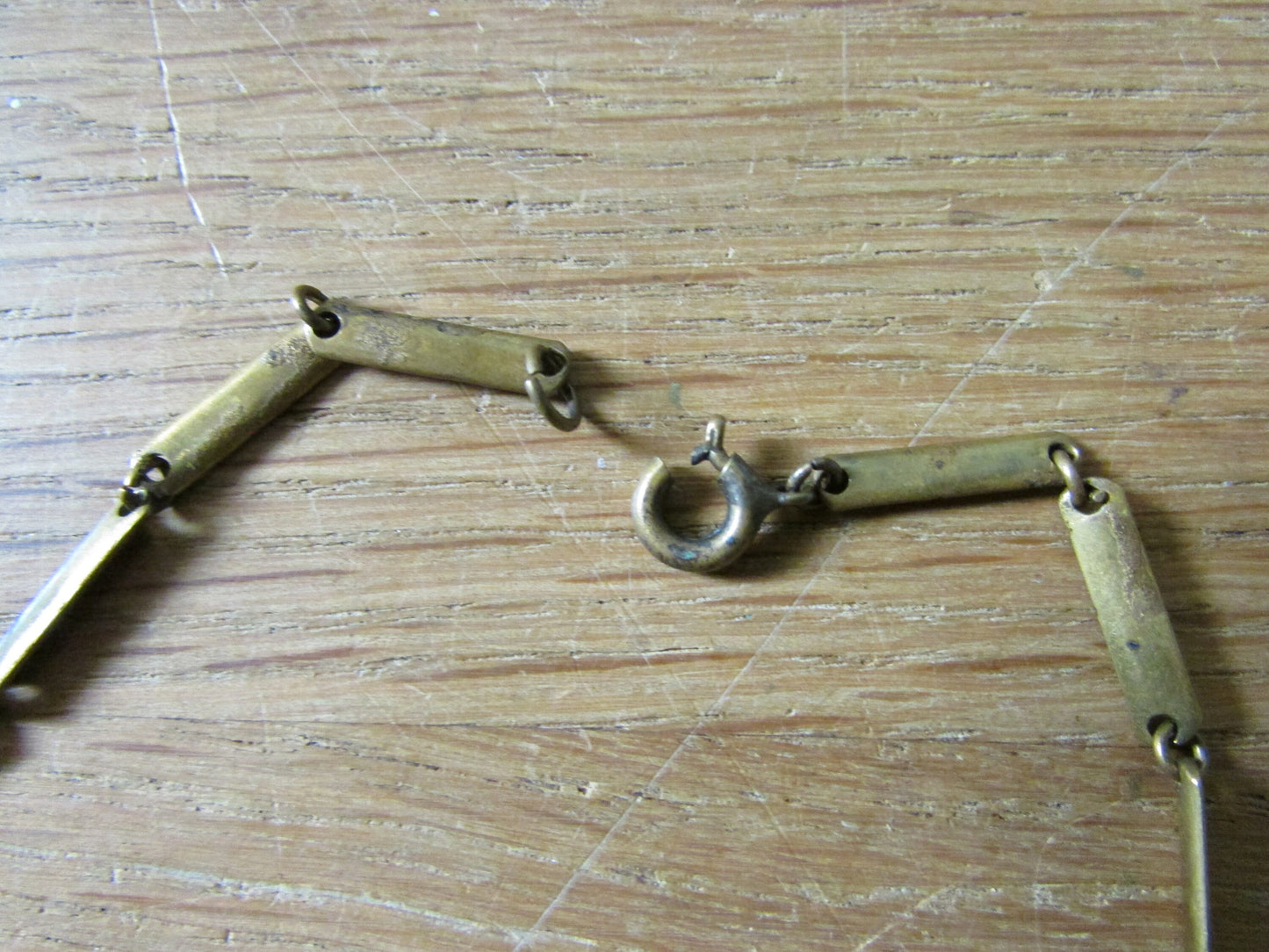 1970s brass-tone love knot & chain link necklace