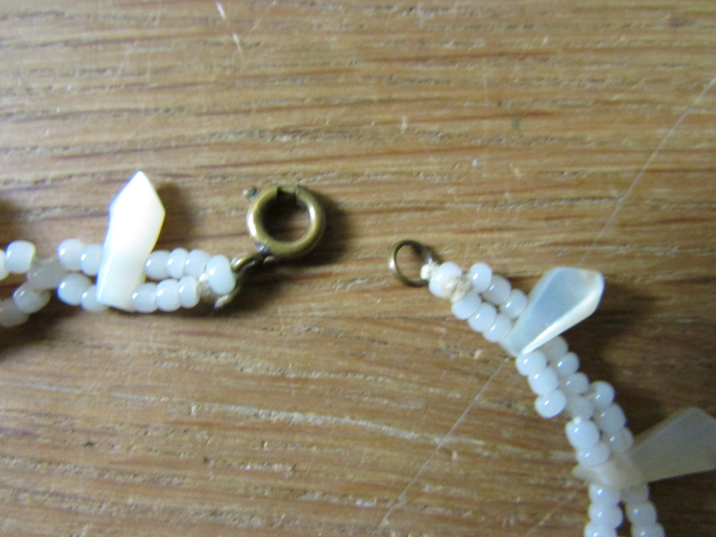 1970s/80s Mother of Pearl graduated sarcophagus drop seed bead necklace