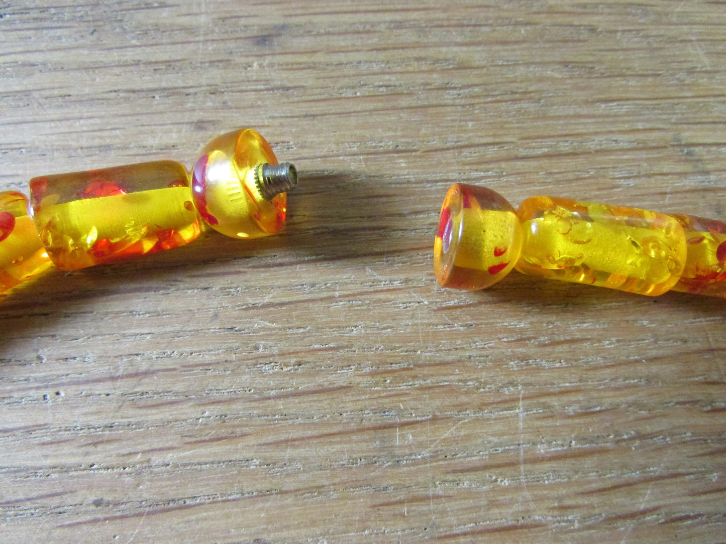 1960s orange/amber crushed ice resin bead statement necklace