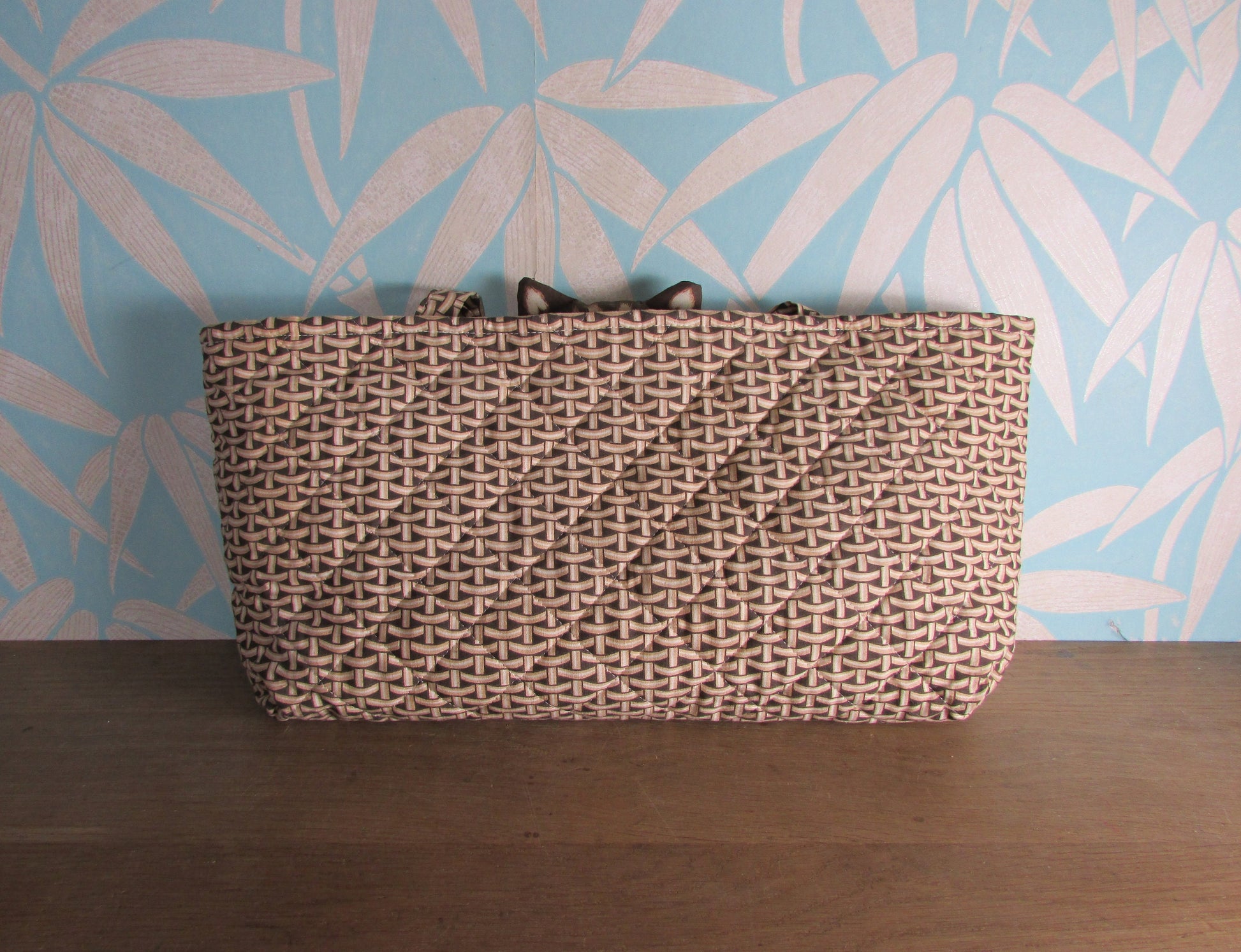 1970s plush cat knitting bag by Anne Wilkinson Designs Ltd for World Wildlife Fund