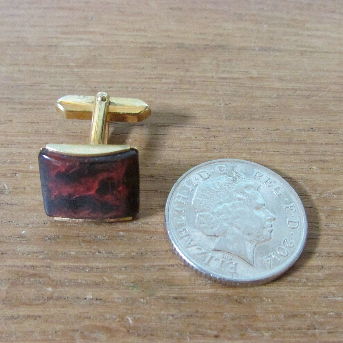 Vintage gold-tone & plastic gold/black marbled effect cufflinks