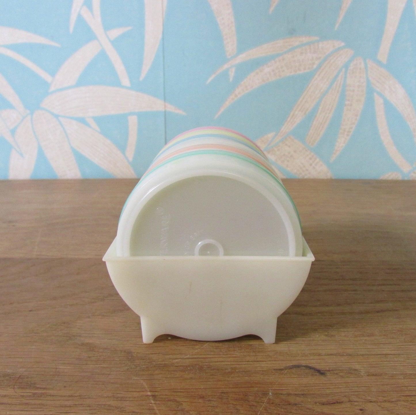 1970s Tupperware pastel wagon wheel 6-coaster set