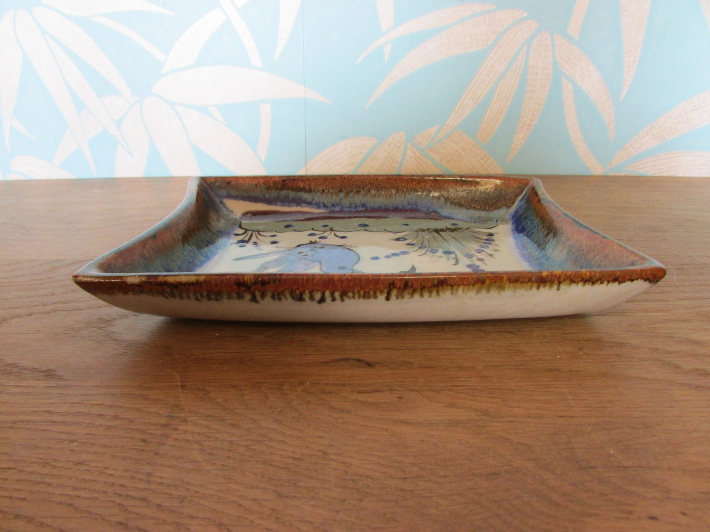 circa. 1970s Ken Edwards Tonala, Mexico stoneware point trinket dish/tray, signed