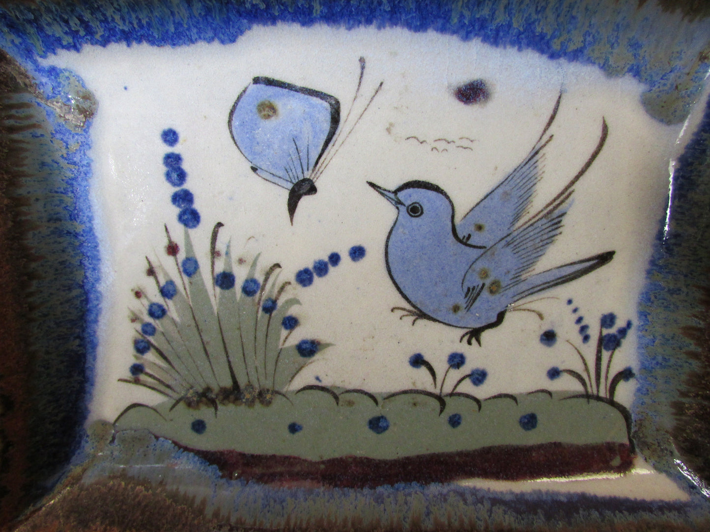 circa. 1970s Ken Edwards Tonala, Mexico stoneware point trinket dish/tray, signed
