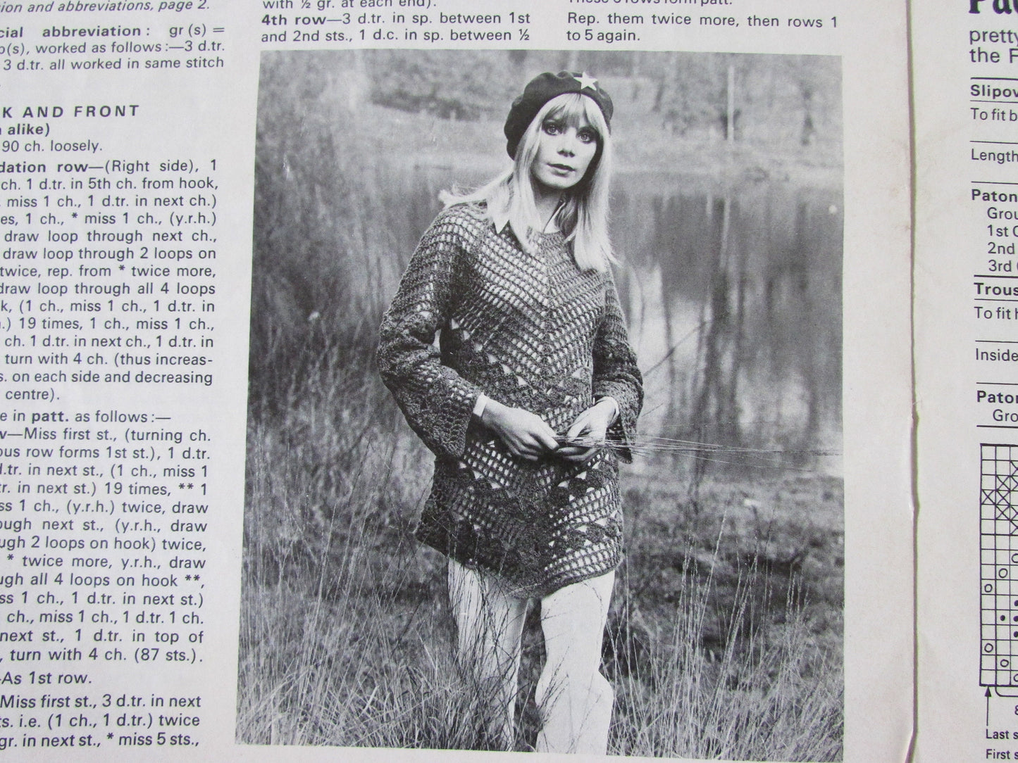 1972 Patons FIONA 3002 knitting & crochet pattern booklet for tops and accessories