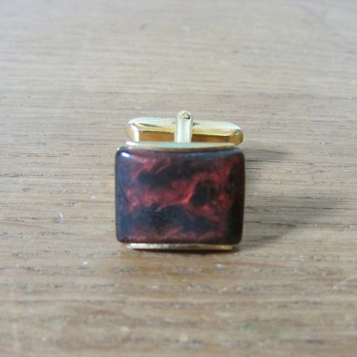 Vintage gold-tone & plastic gold/black marbled effect cufflinks