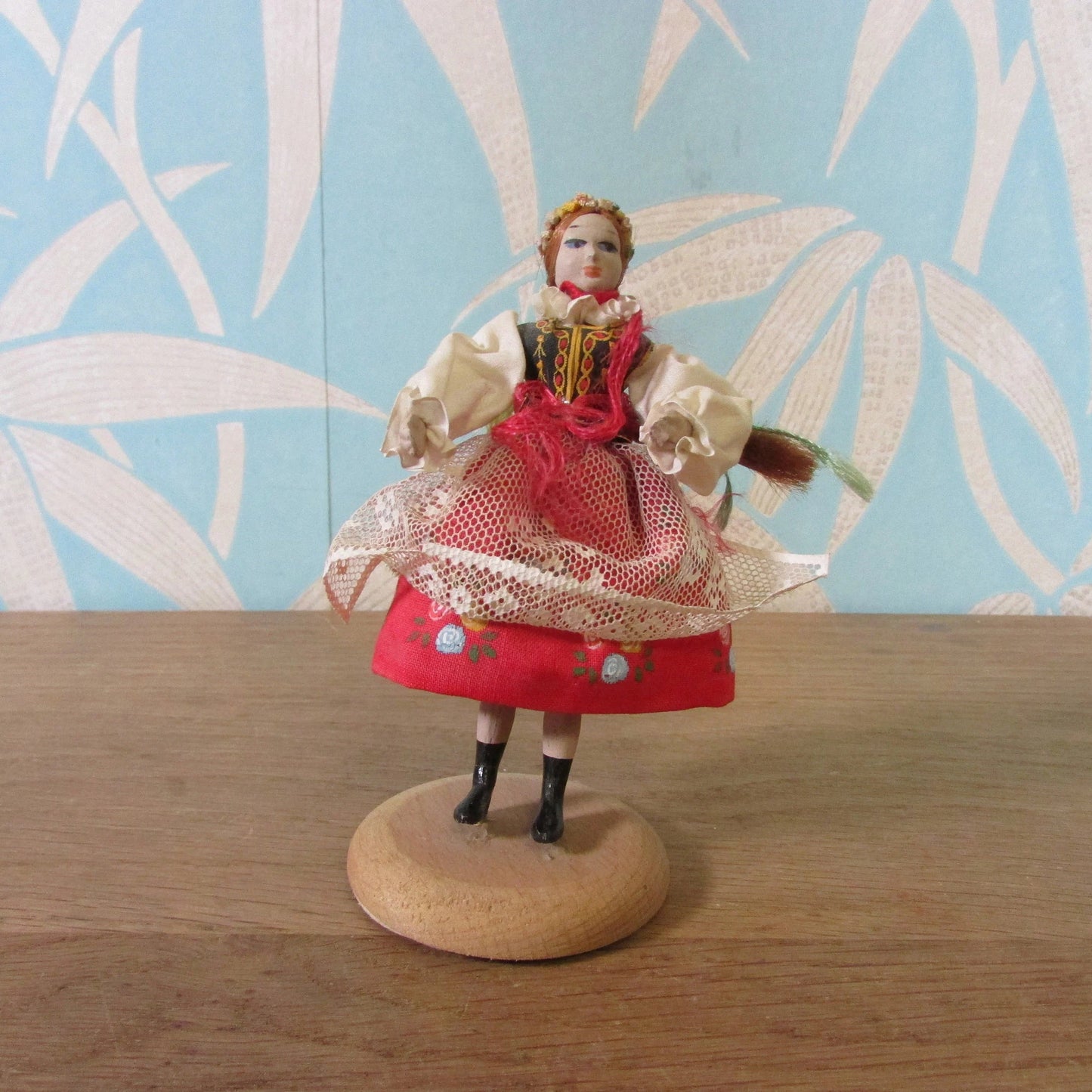 Small vintage Krakowianka, Poland folk doll in traditional regional costume