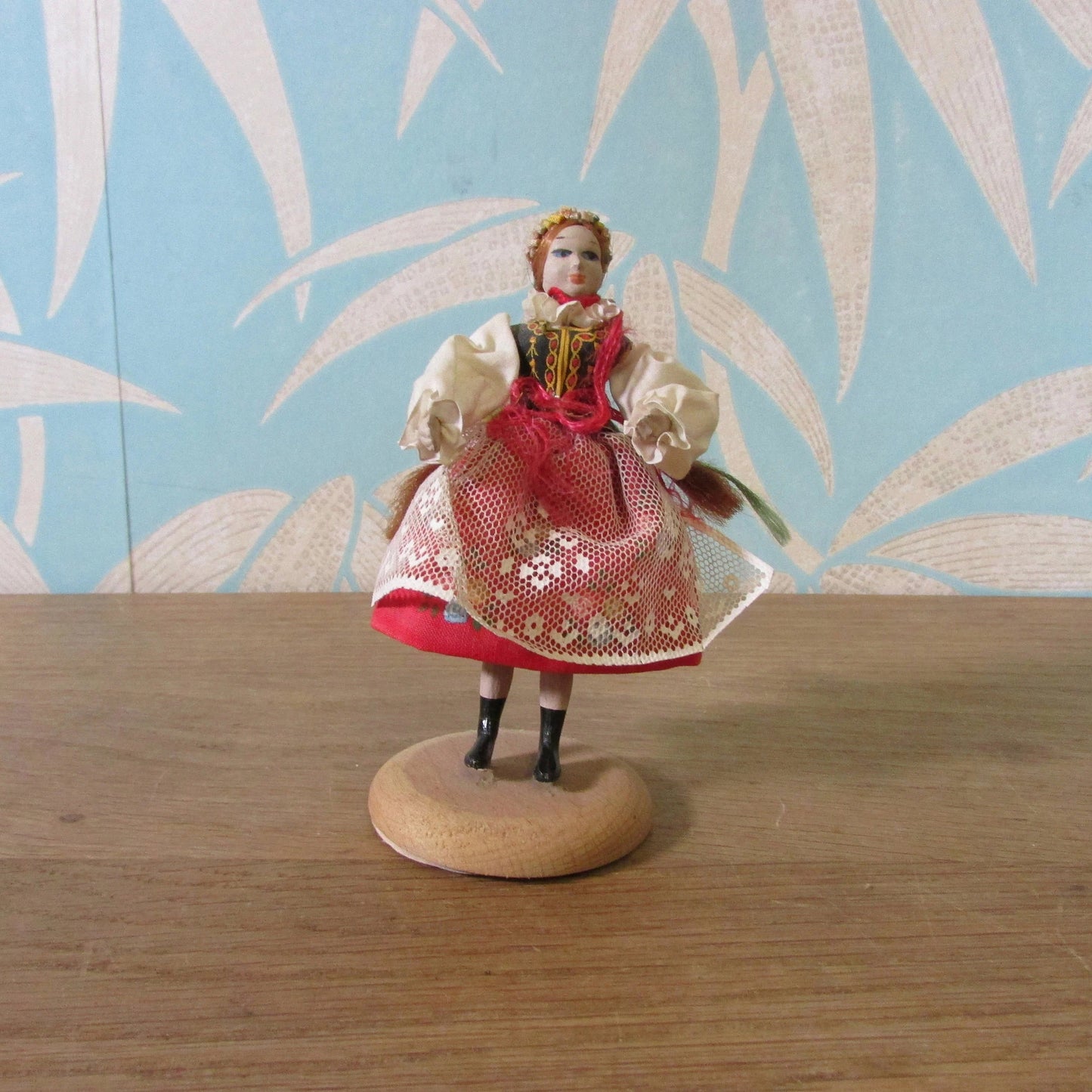 Small vintage Krakowianka, Poland folk doll in traditional regional costume