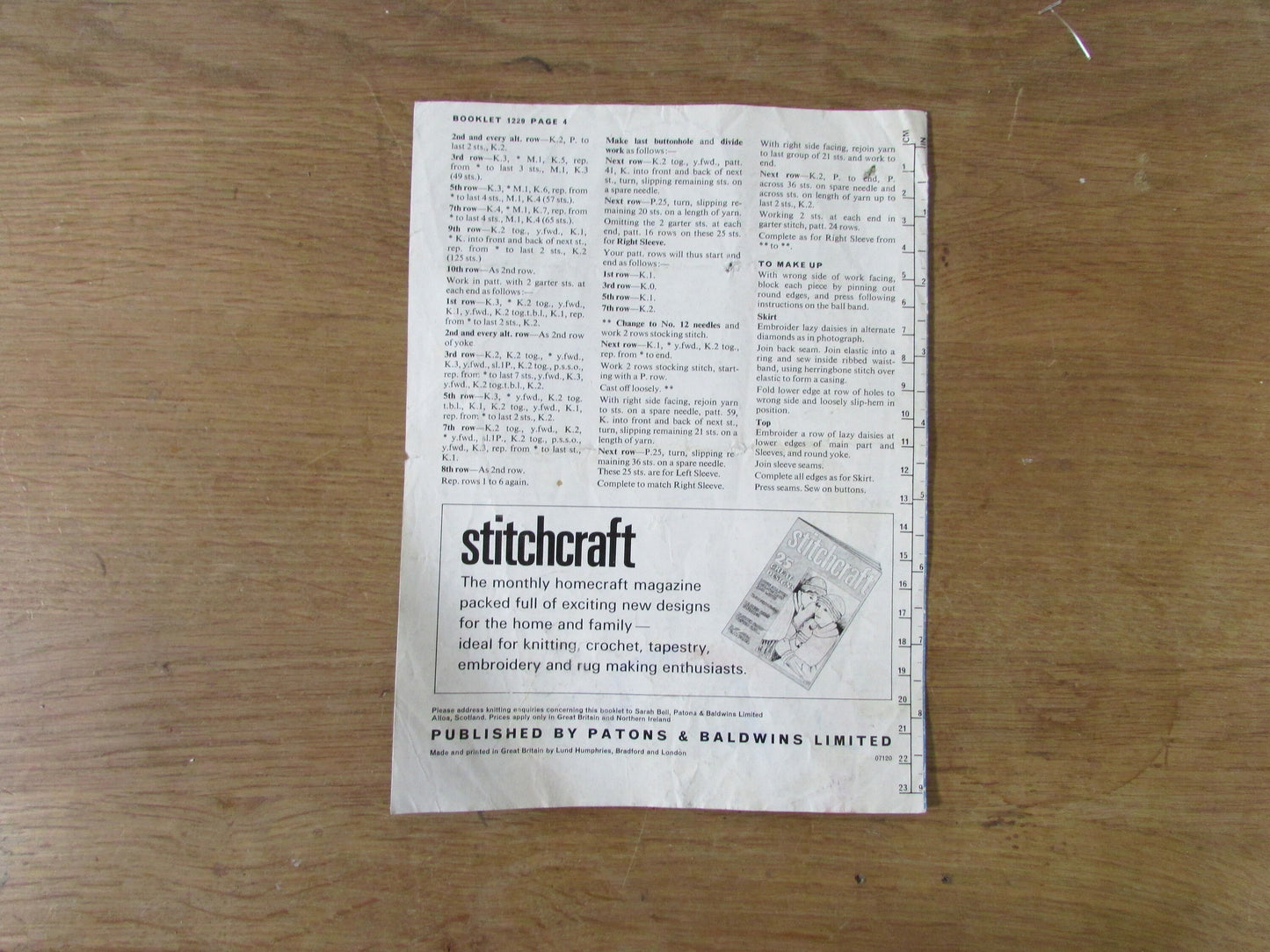 1975 Patons 1229 knitting pattern for doll's trouser suit, & evening set, to fit 14" doll