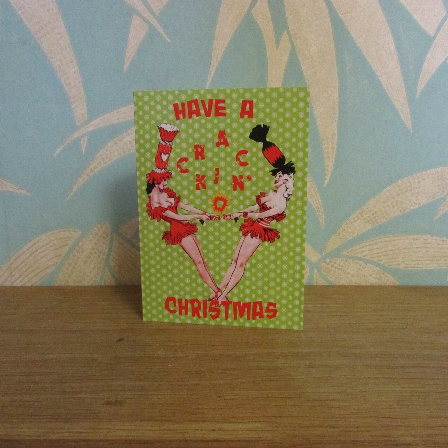 Pack of 10 unique home-made mixed media/digital Christmas cards: "Have a Crackin' Christmas"