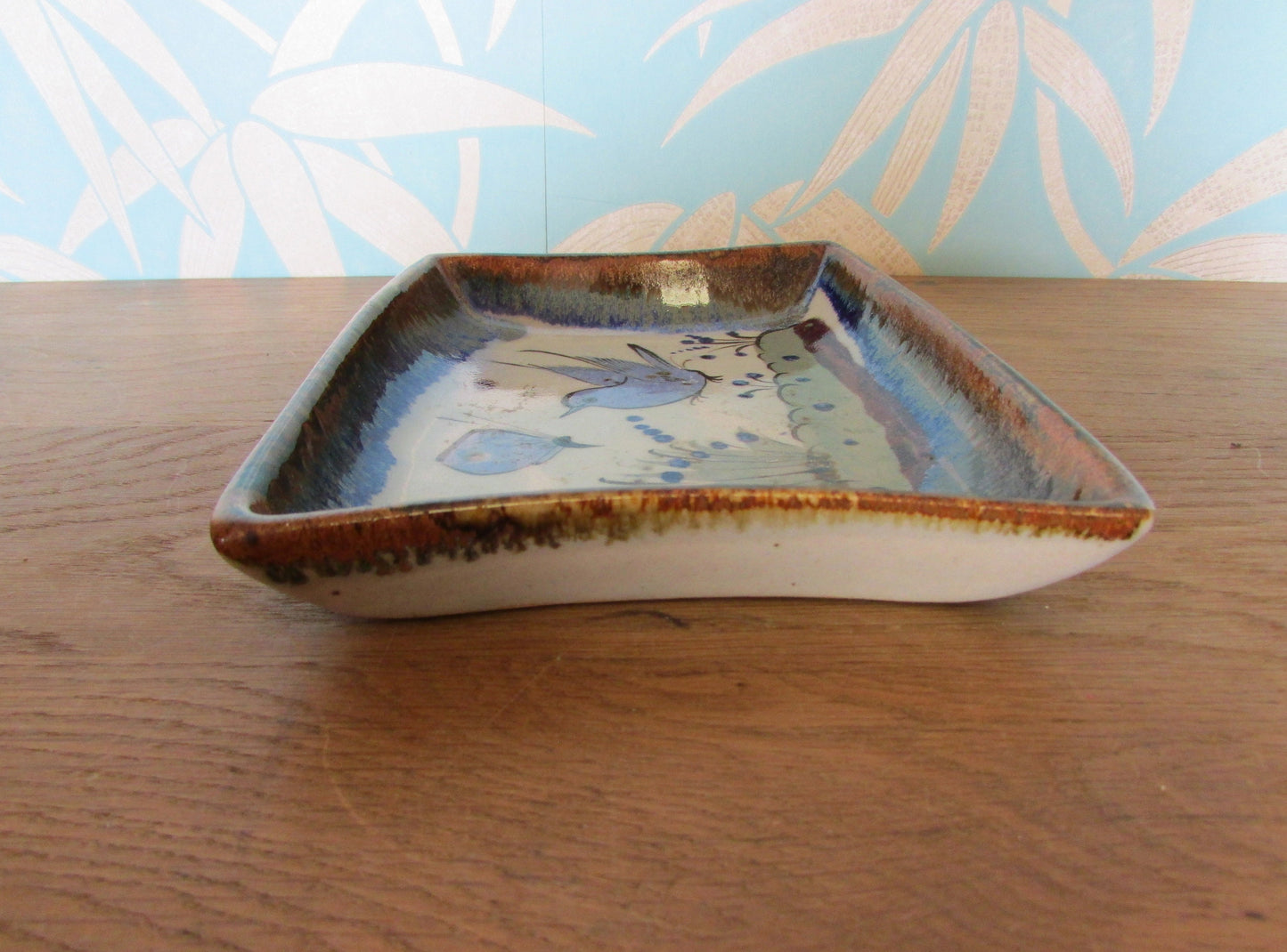 circa. 1970s Ken Edwards Tonala, Mexico stoneware point trinket dish/tray, signed