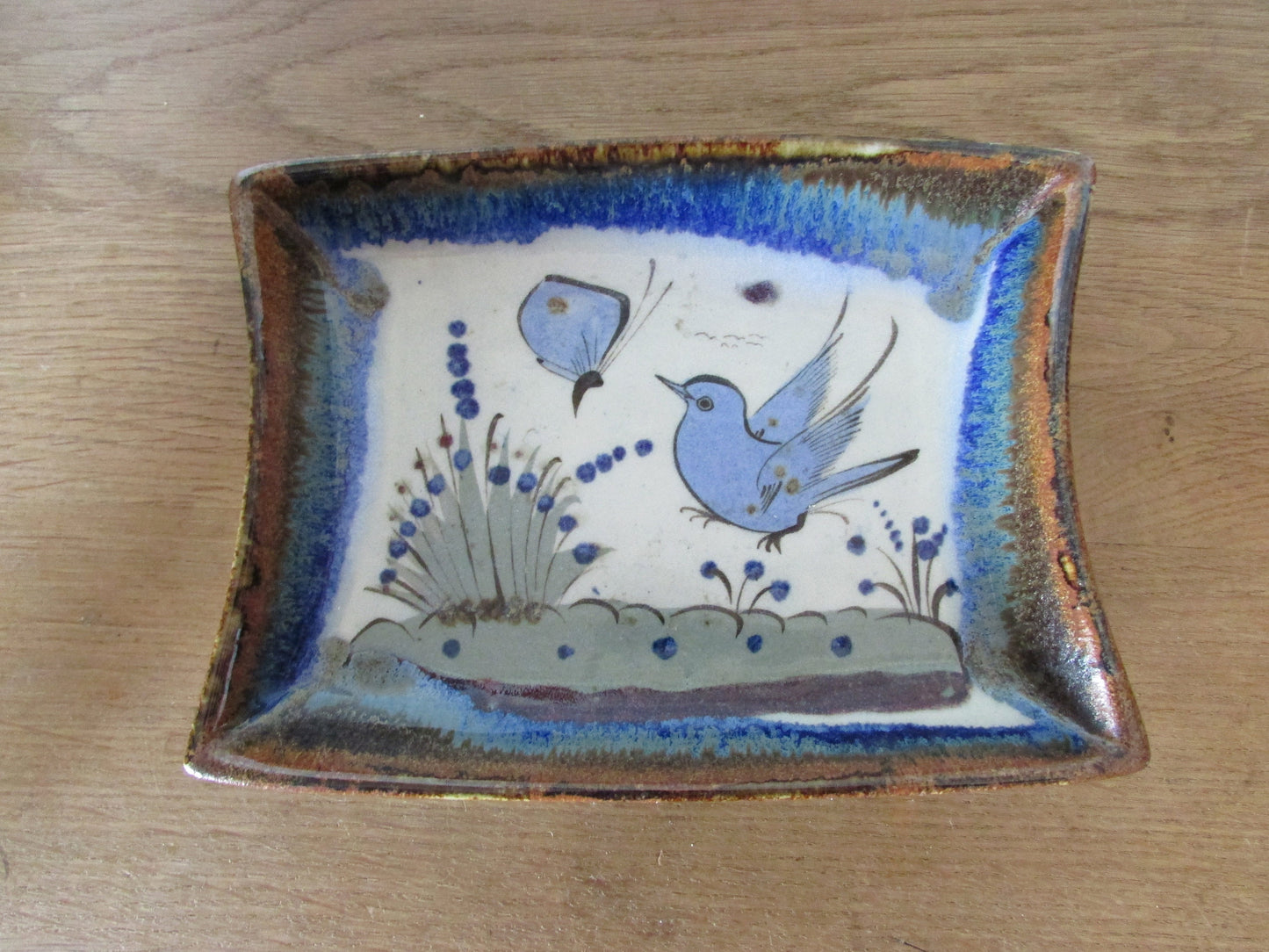 circa. 1970s Ken Edwards Tonala, Mexico stoneware point trinket dish/tray, signed