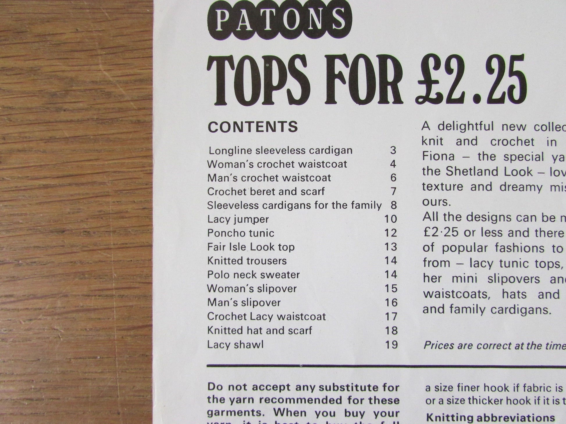 1972 Patons FIONA 3002 knitting & crochet pattern booklet for tops and accessories