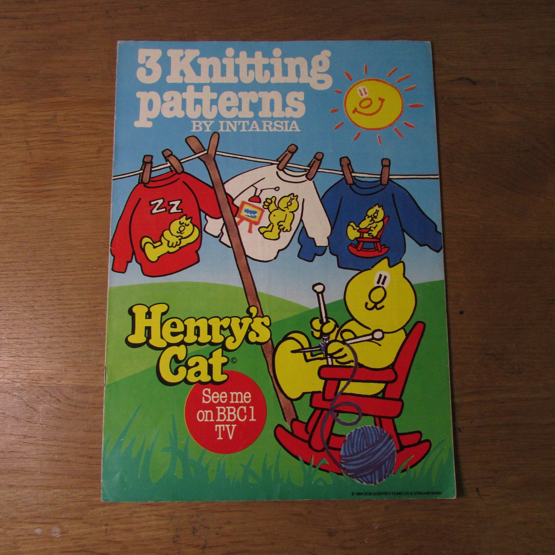 1984 three Intarsia knitting patterns by Gary Kennedy - Henry's Cat