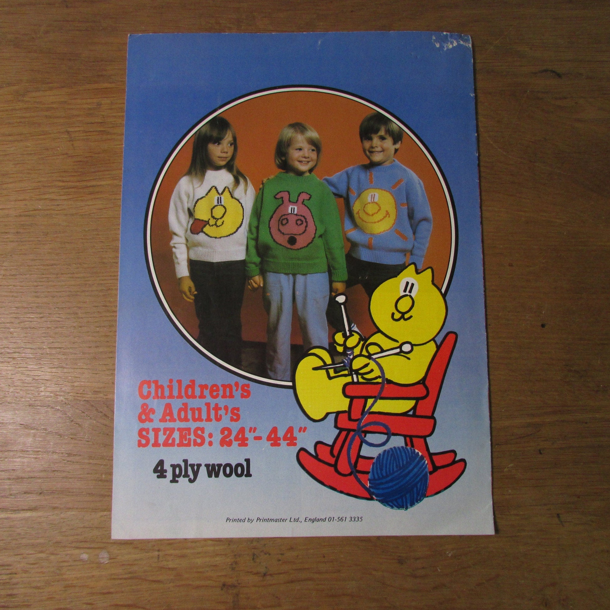 1984 three Intarsia knitting patterns by Gary Kennedy - Henry's Cat