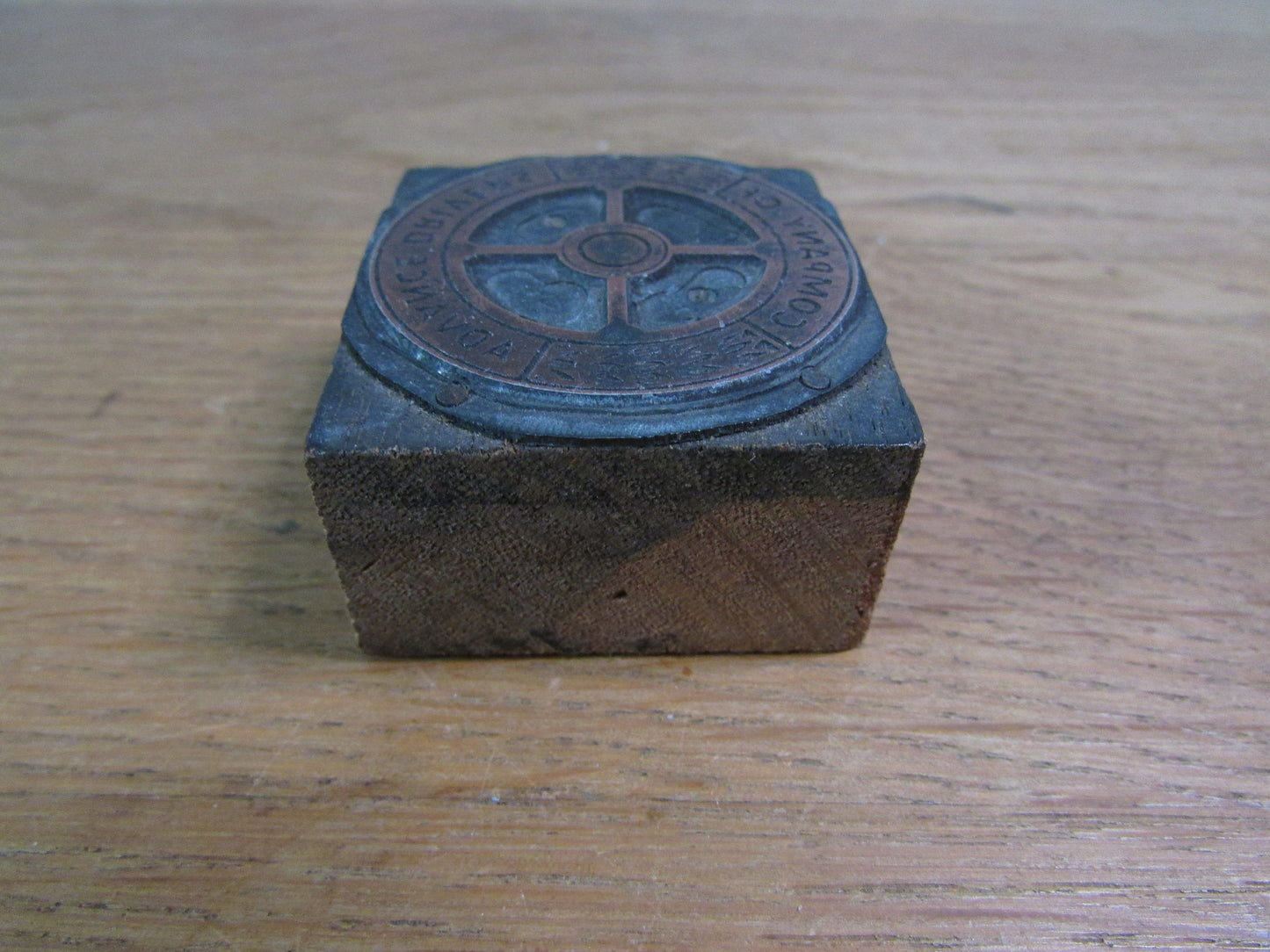 Vintage letterpress printers block "Company of Advanced Drivers"