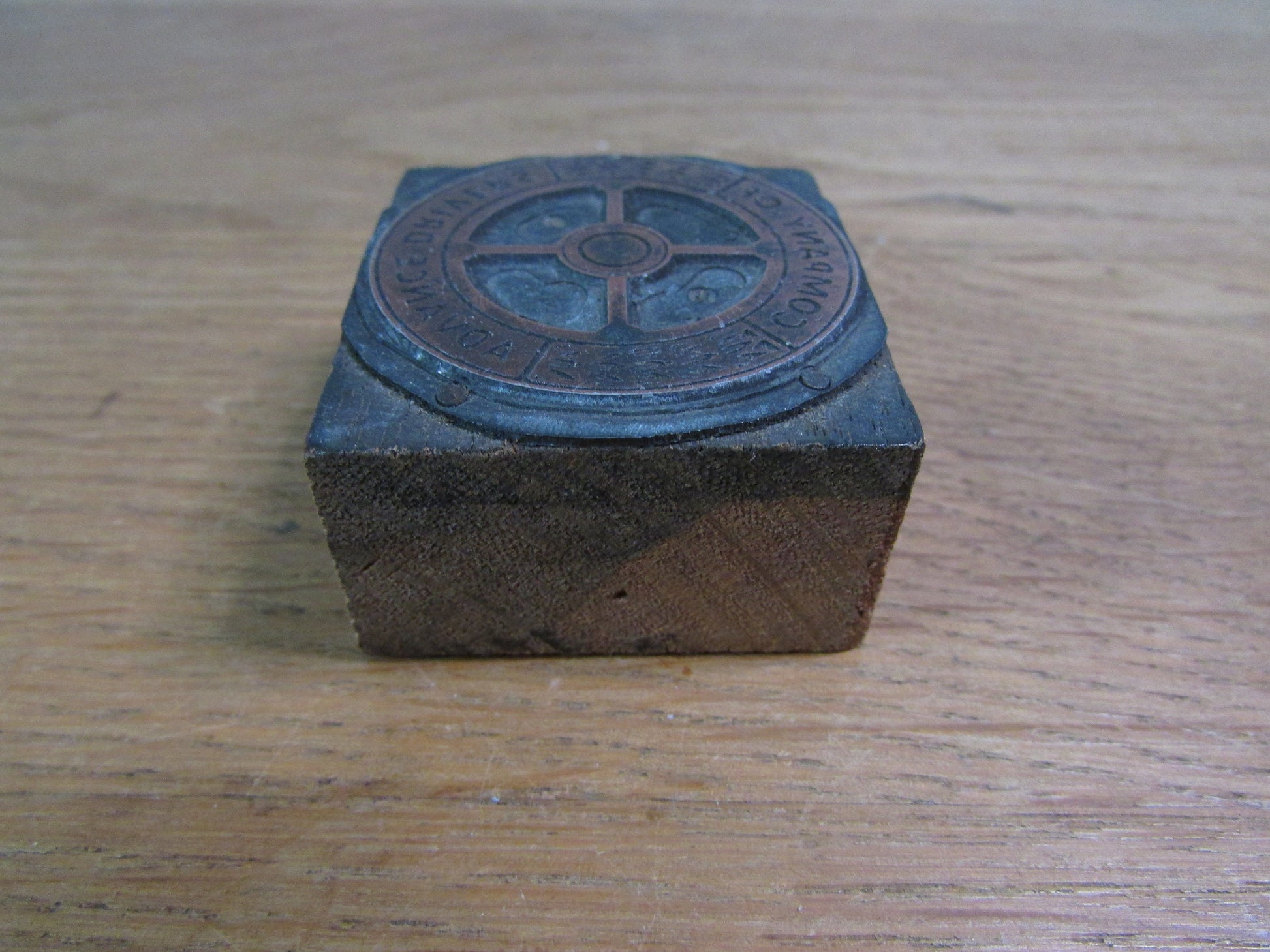 Vintage letterpress printers block "Company of Advanced Drivers"