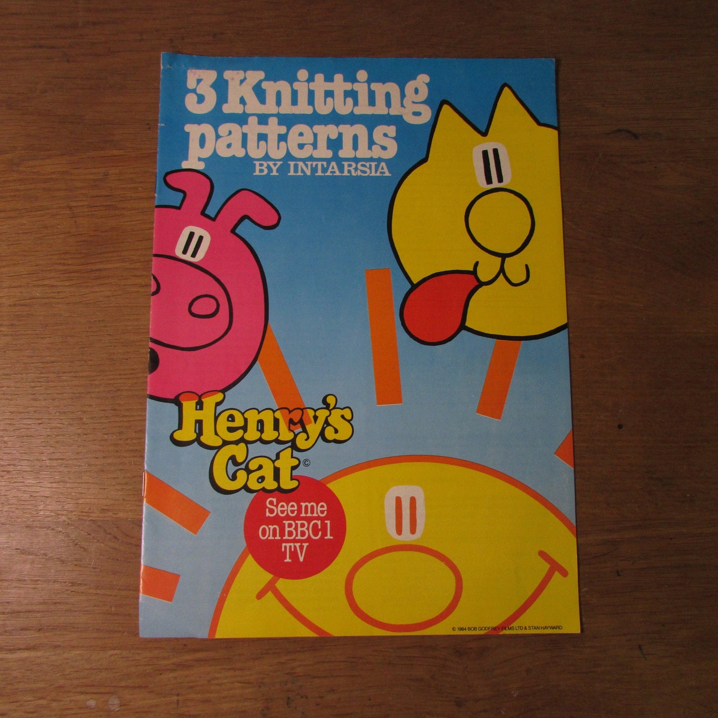 1984 three Intarsia knitting patterns by Gary Kennedy - Henry's Cat