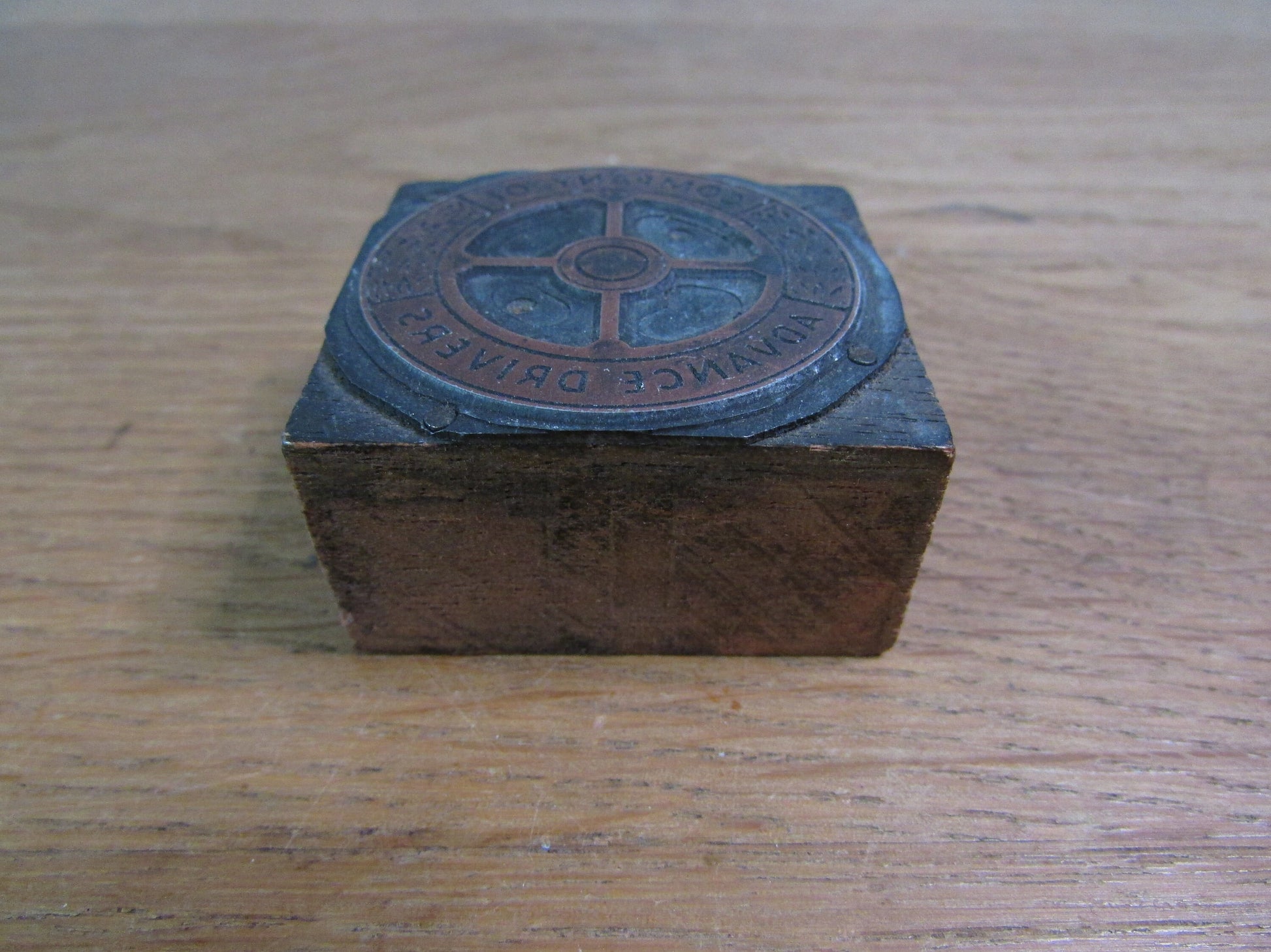 Vintage letterpress printers block "Company of Advanced Drivers"