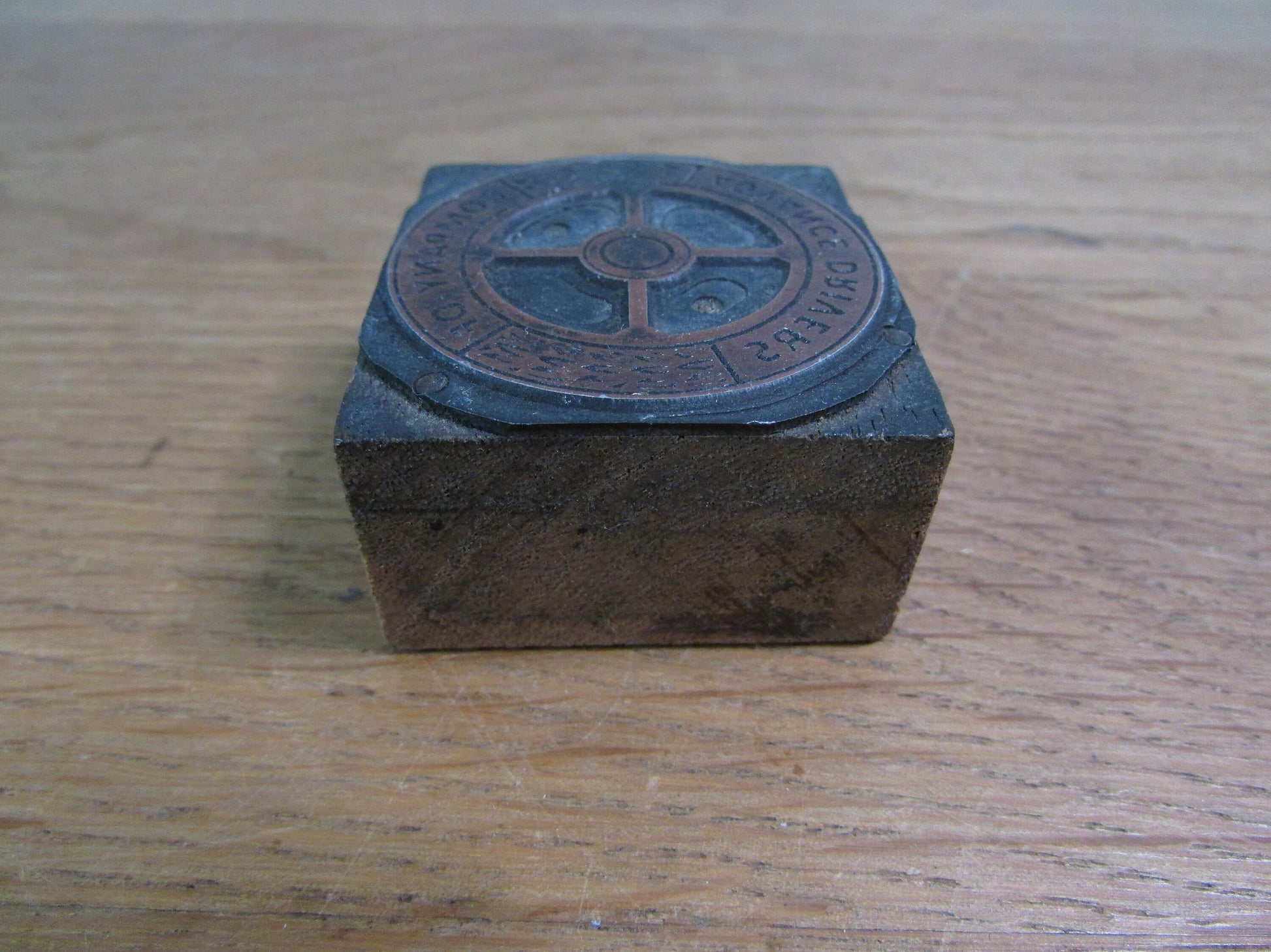 Vintage letterpress printers block "Company of Advanced Drivers"