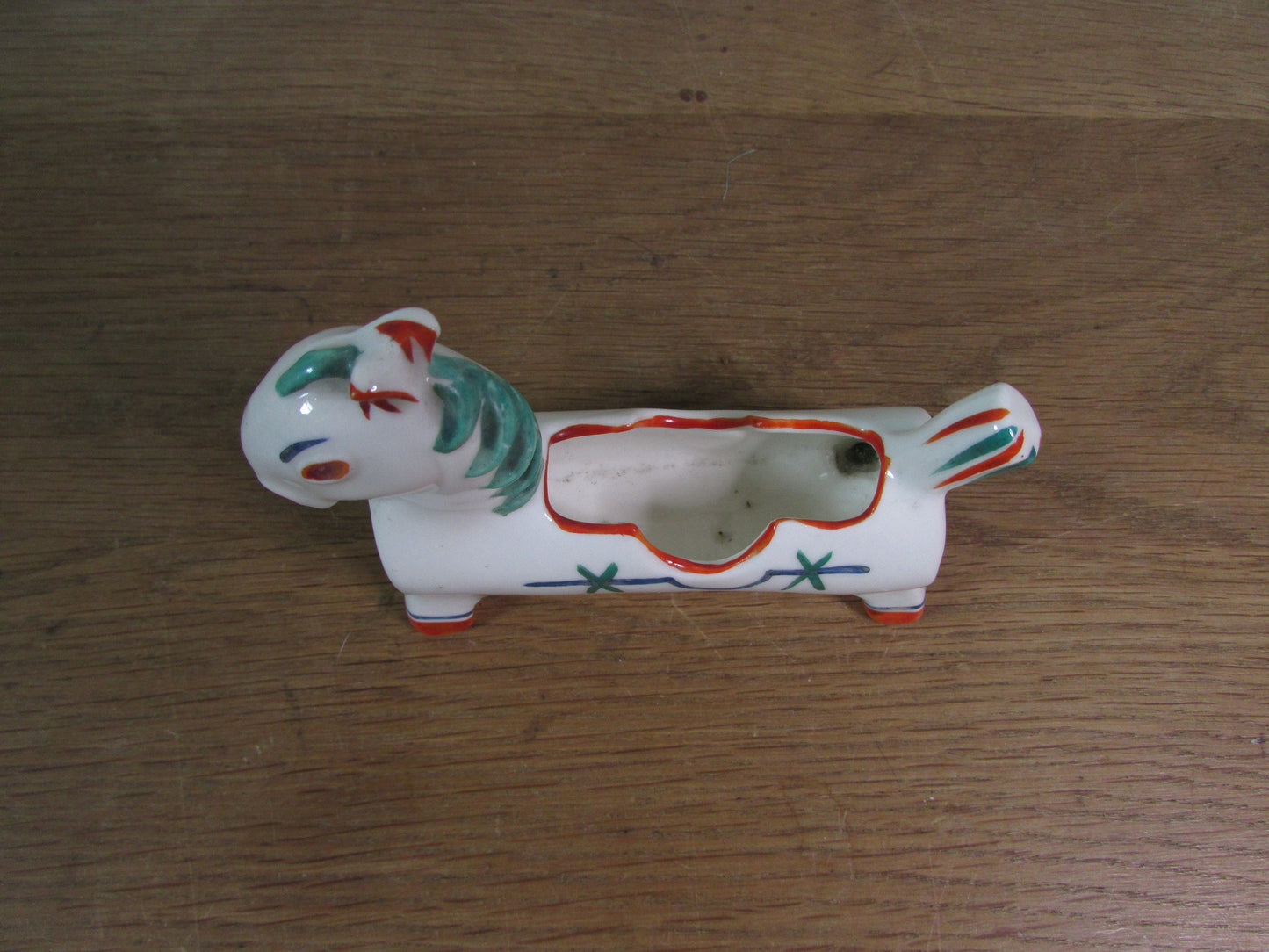 Unusual vintage ceramic horse-shaped ashtray, marked Foreign