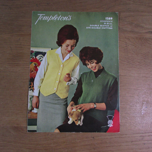 1960s Templeton's 1289 knitting pattern for jerkin & waistcoat