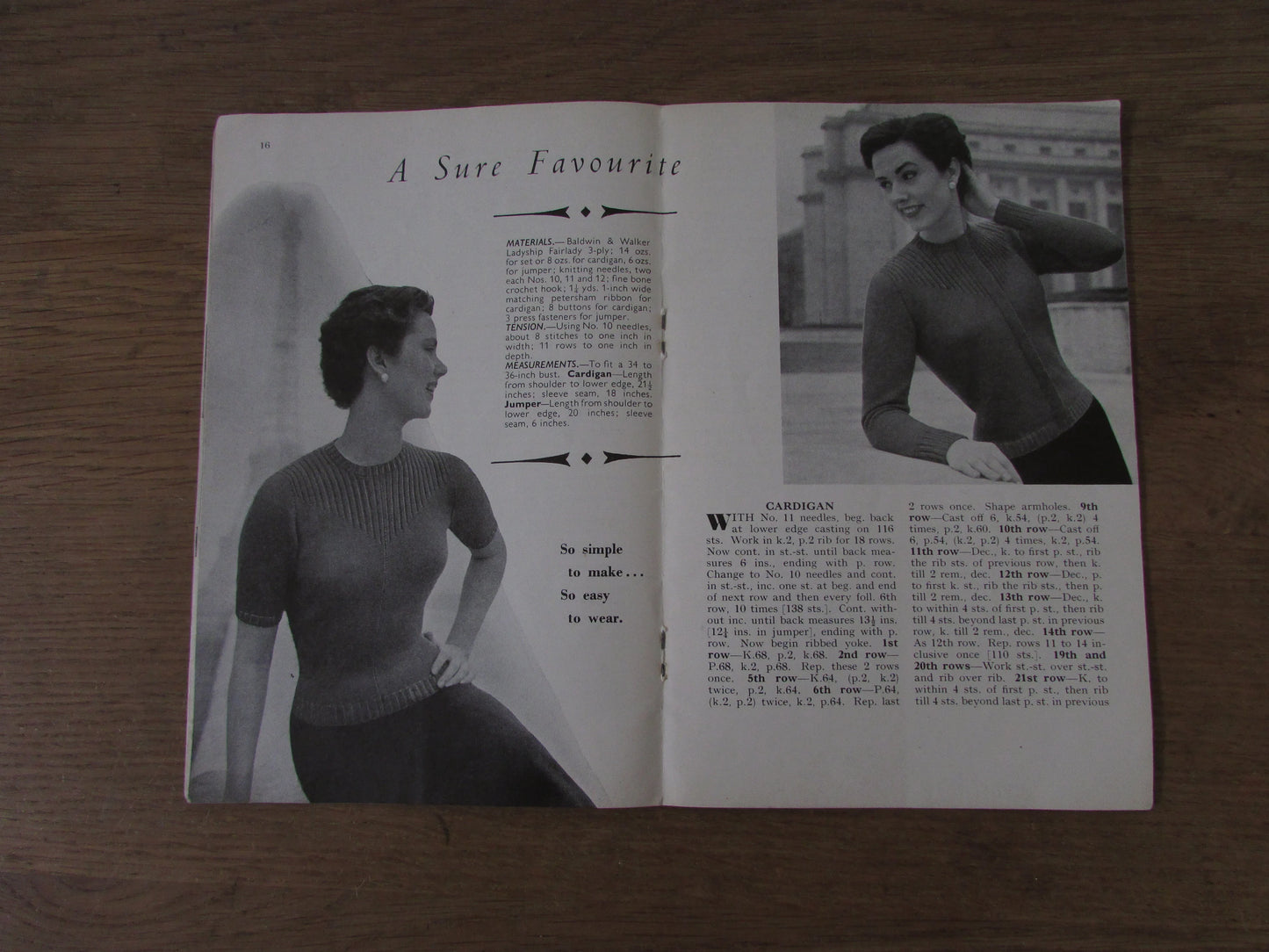 1940s/50s Weldons Practical Needlework 306 knitting patterns for twin sets