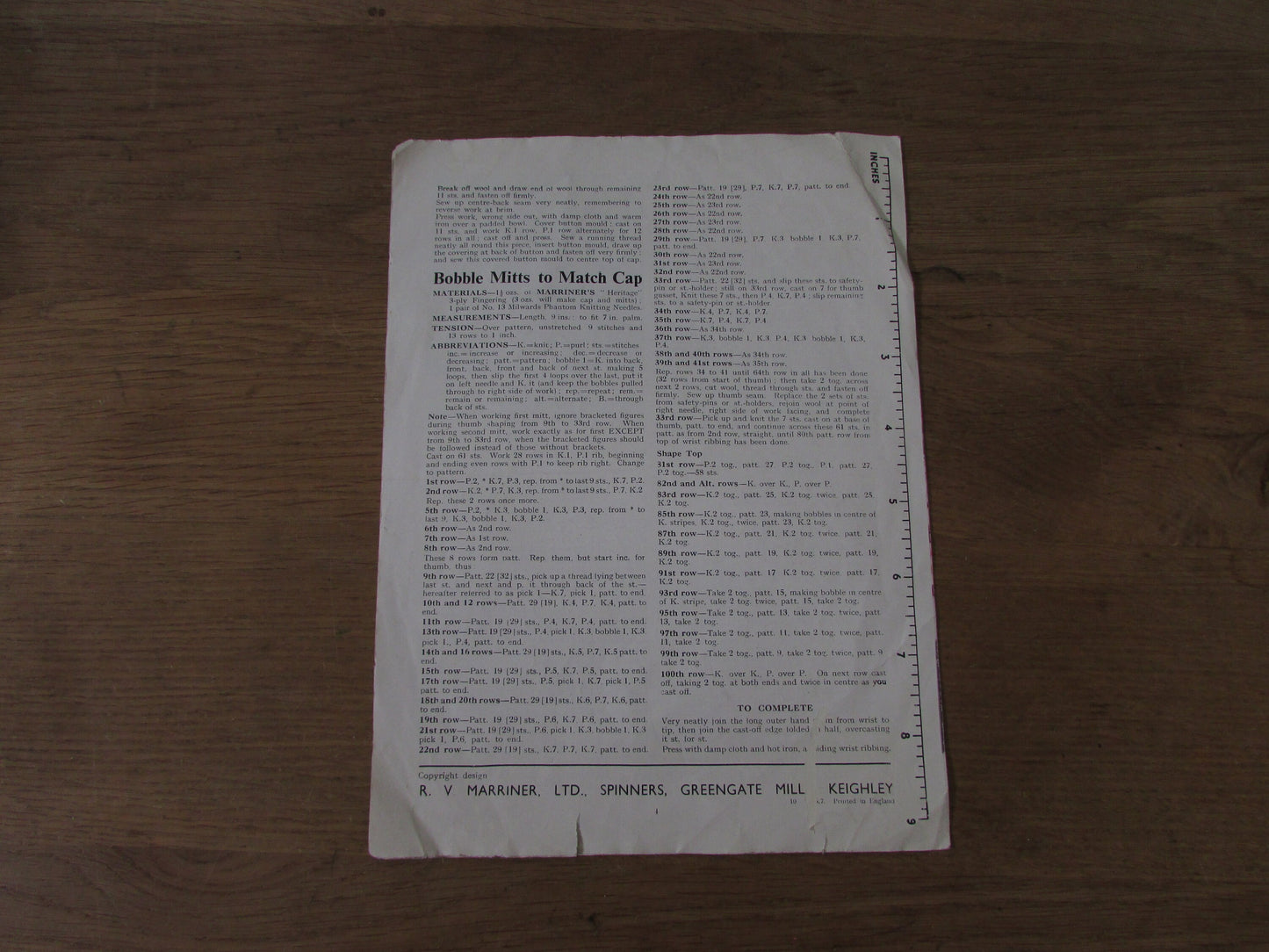 Vintage Marriner's 286 knitting pattern for cardigan & bobble cap