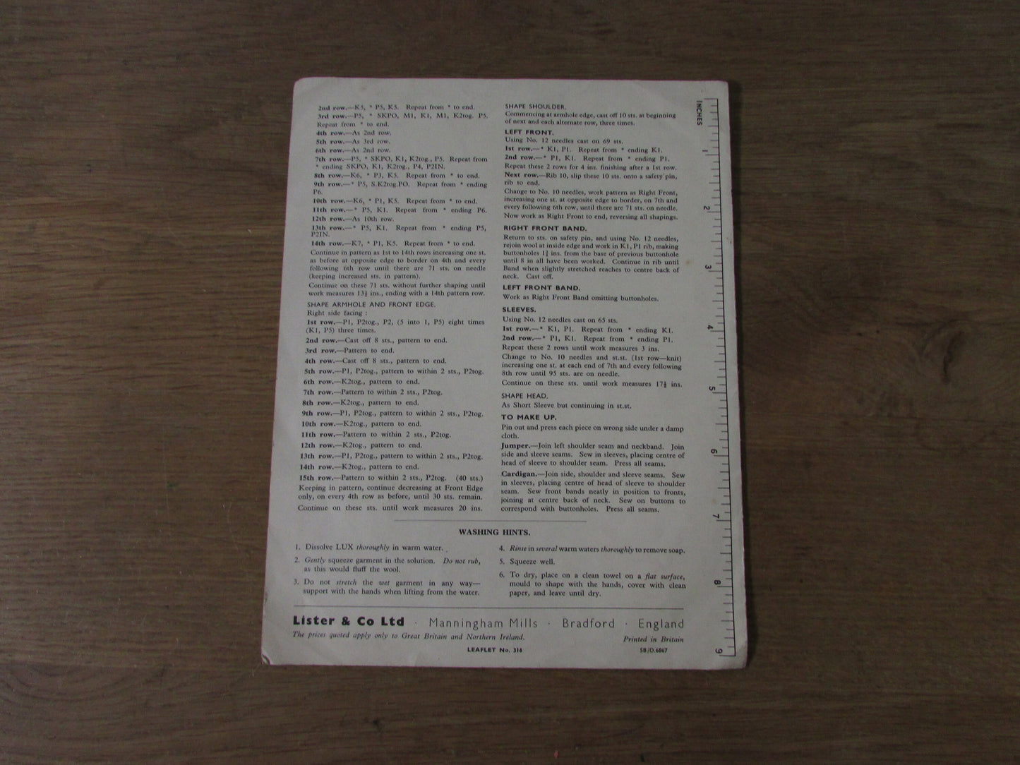 circa. 1940s Lister & Co Lavenda 316 knitting pattern for teenage twin set