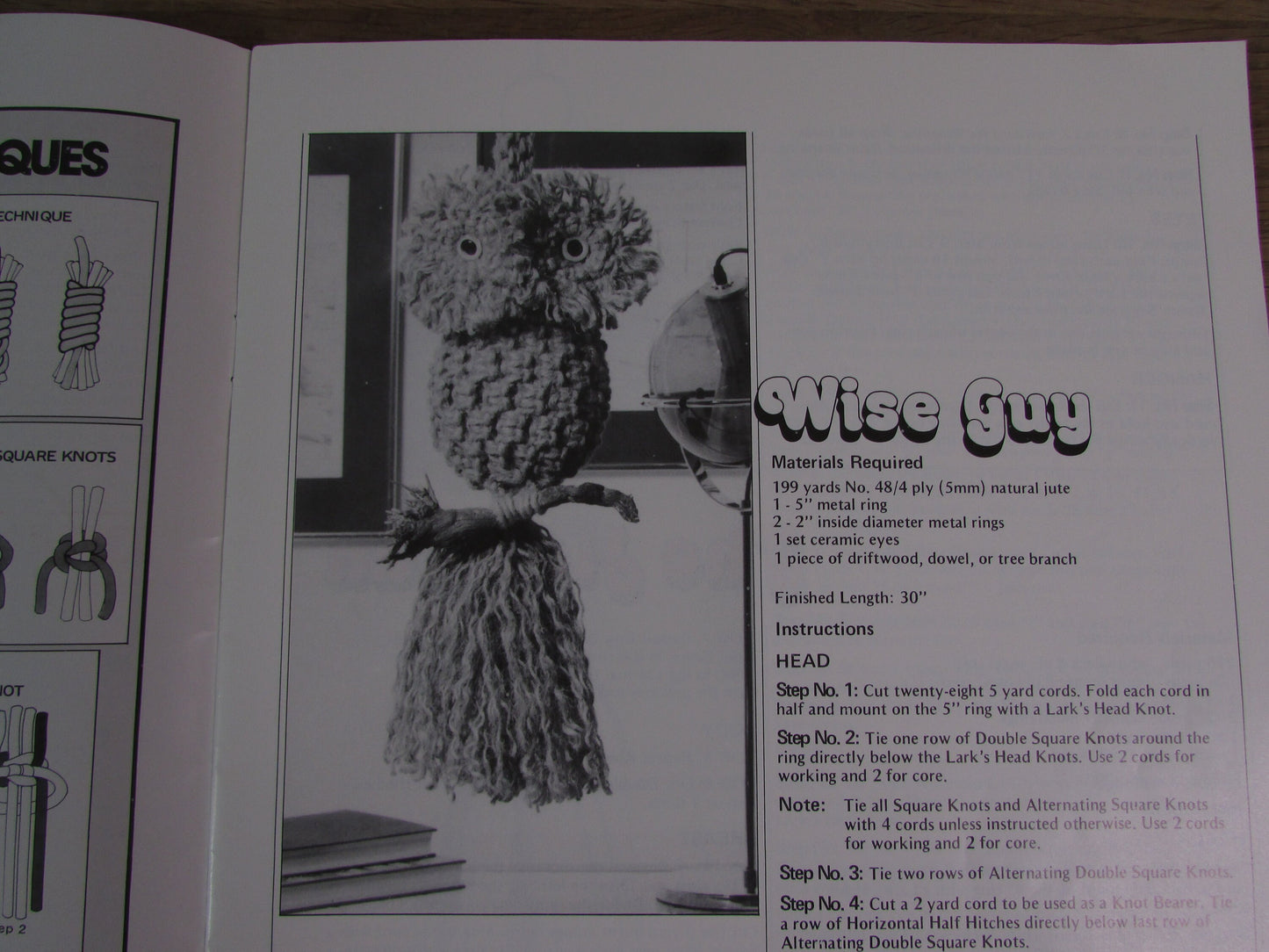 1978 Rascals 3-dimensional macrame owls pattern booklet