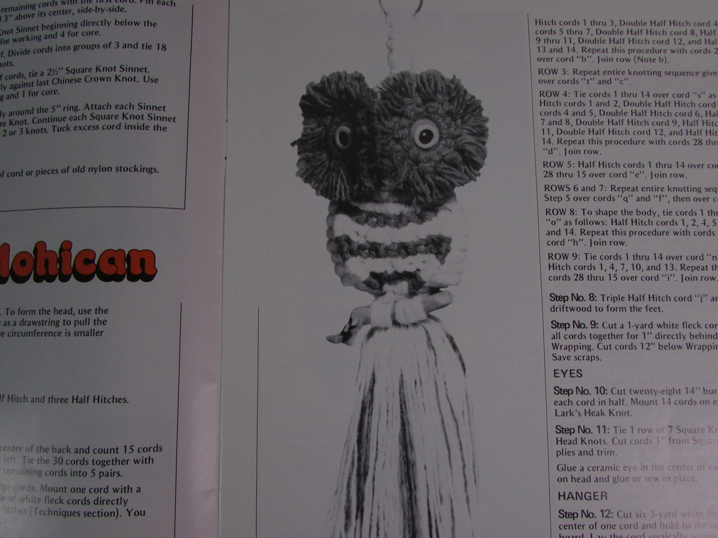 1978 Rascals 3-dimensional macrame owls pattern booklet