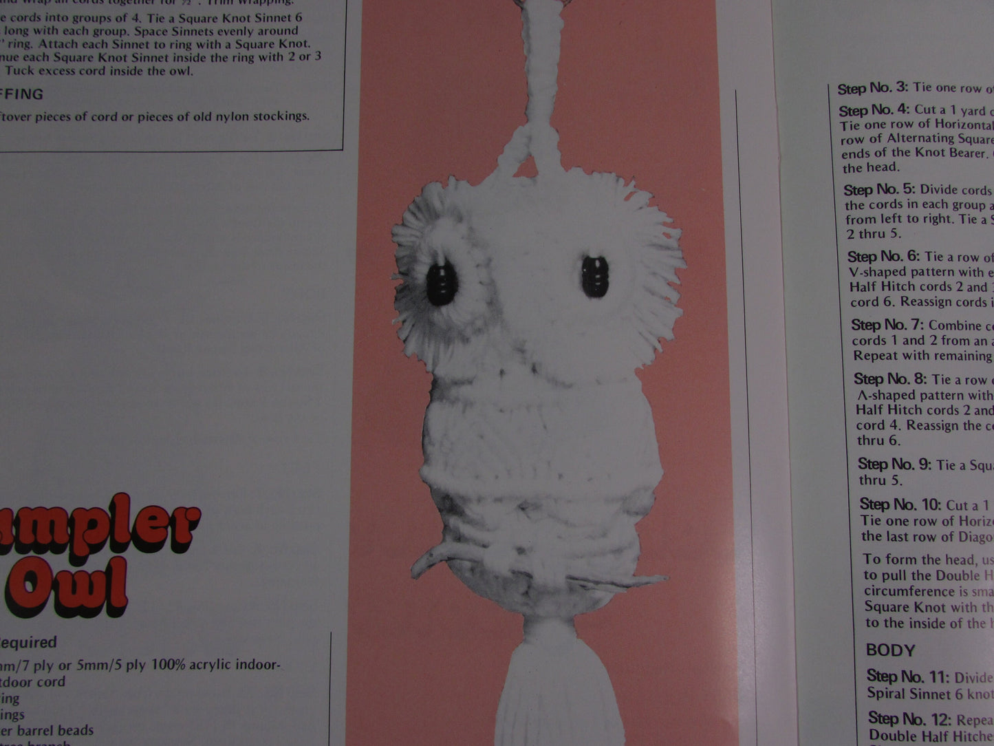 1978 Rascals 3-dimensional macrame owls pattern booklet