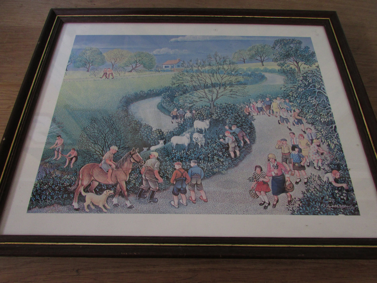 Vintage framed "Nature Walk" print by Gertrude Halsband
