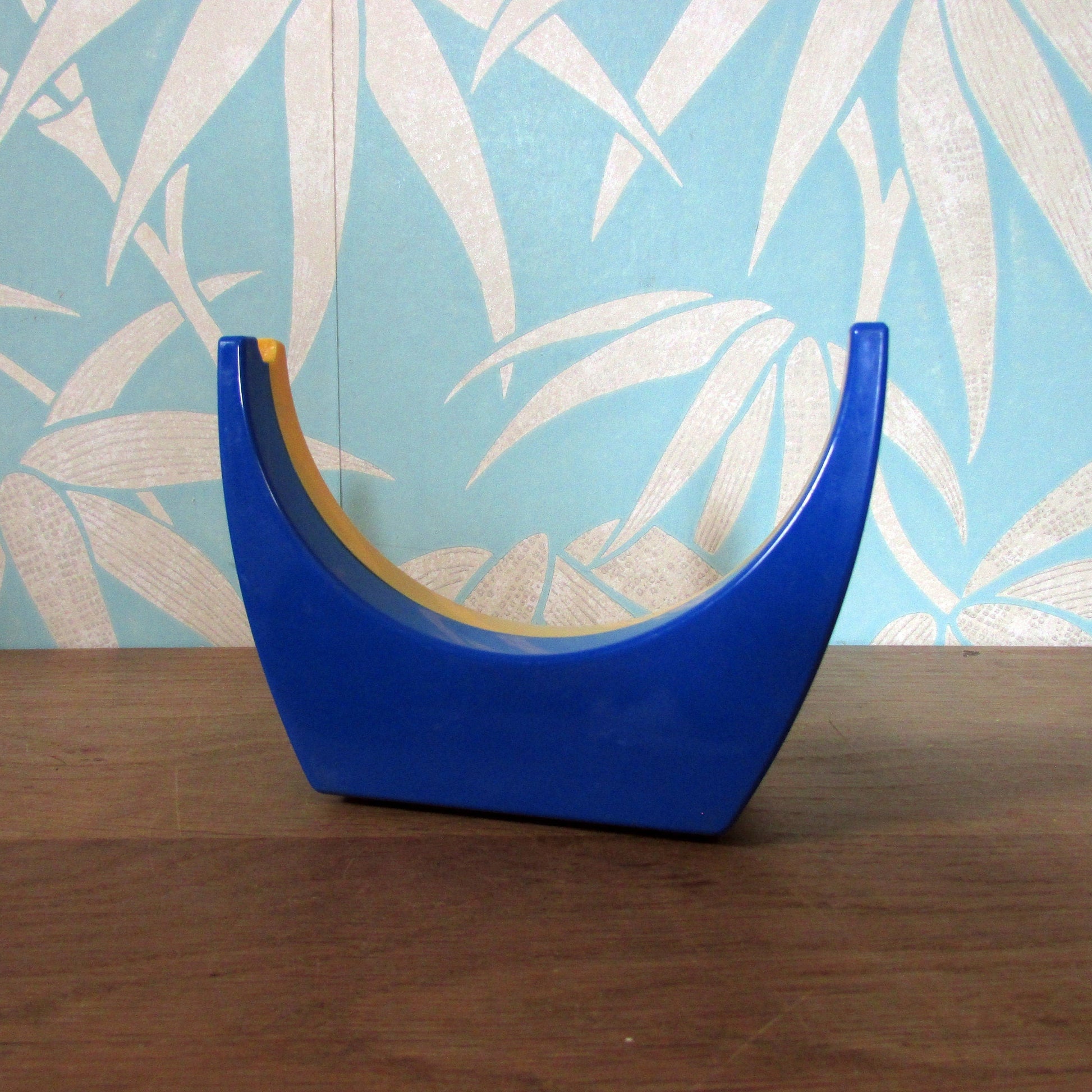 1980s plastic green/blue/yellow handmirror with stand