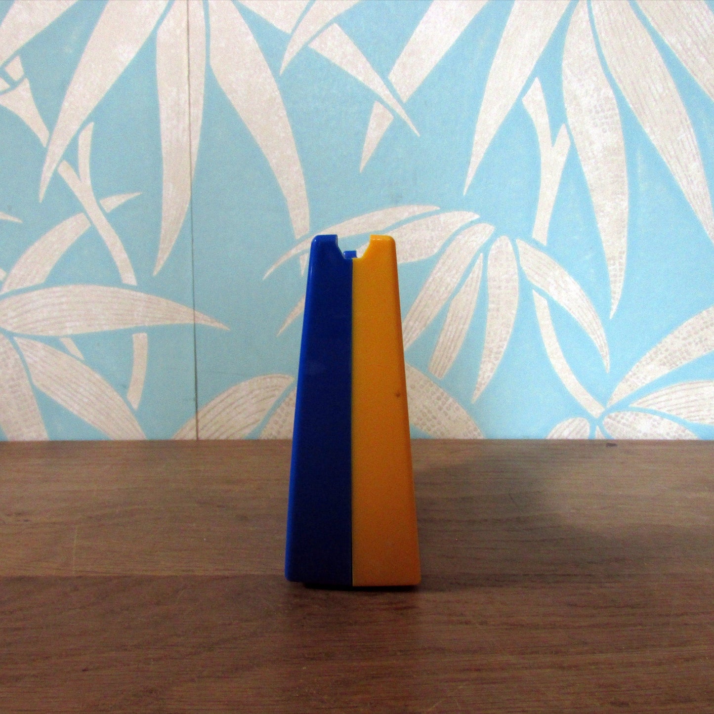 1980s plastic green/blue/yellow handmirror with stand