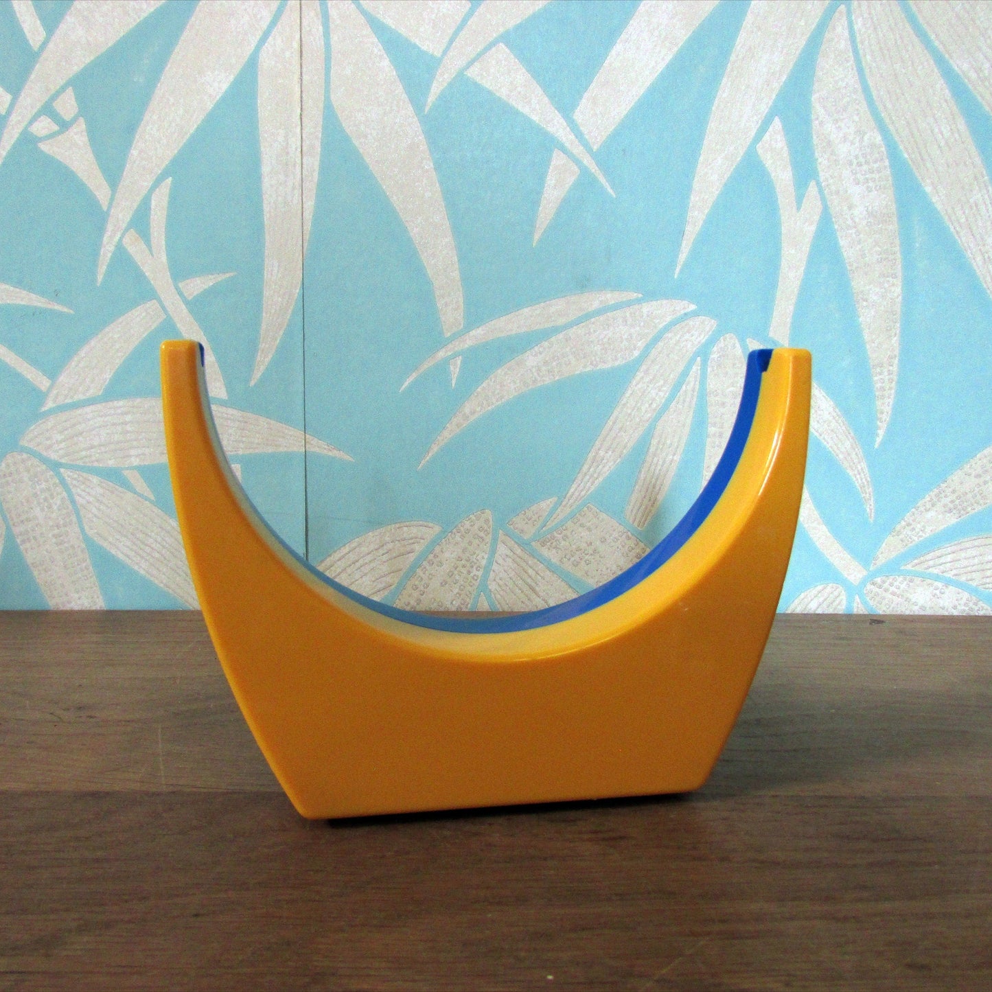 1980s plastic green/blue/yellow handmirror with stand
