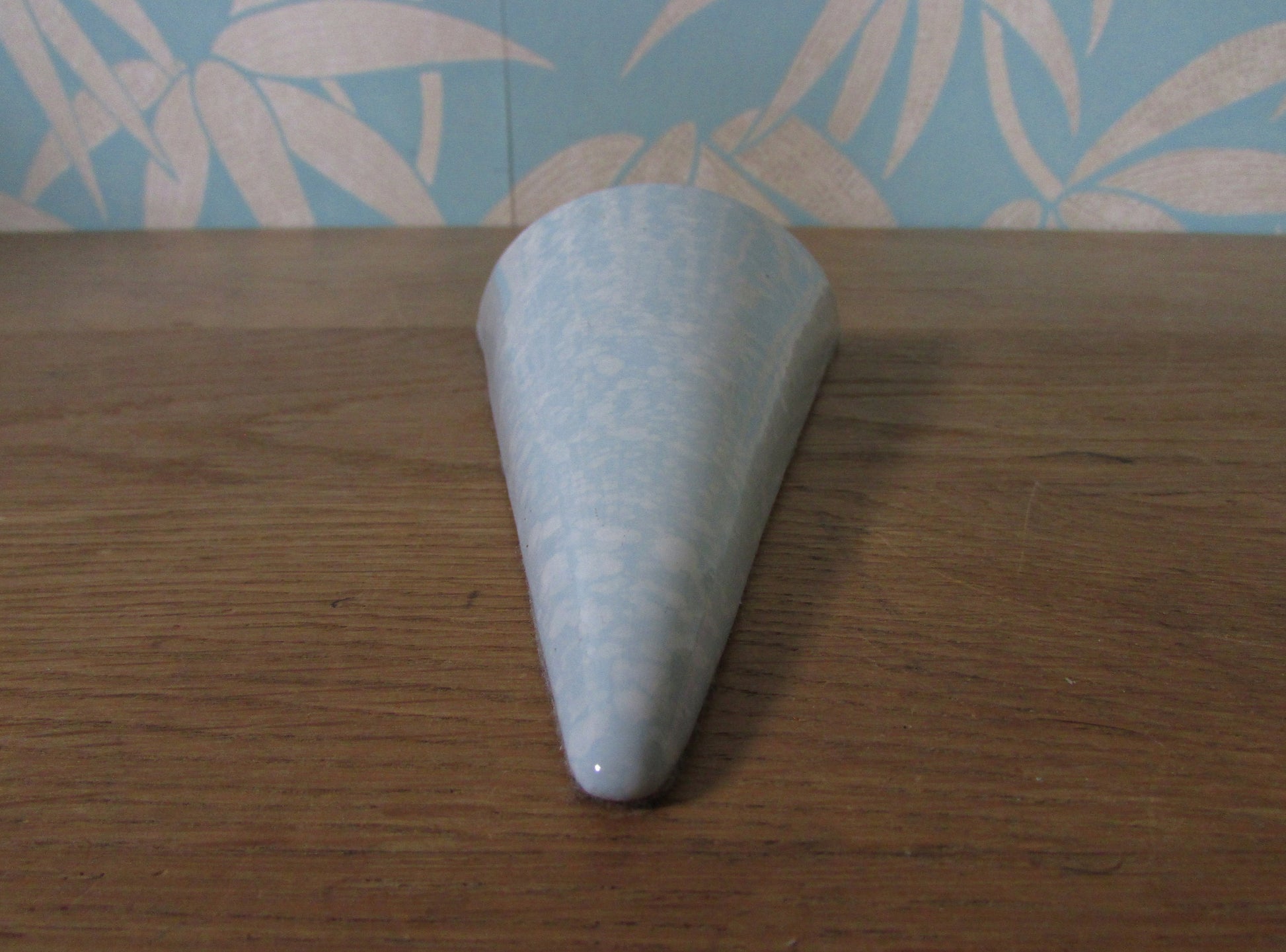 1970s Shelf Concept Handcrafted Stoneware sky blue/mottled cone wall pocket