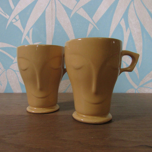 Pair of 1950s/60s collectable Cadbury's Bournville face mugs