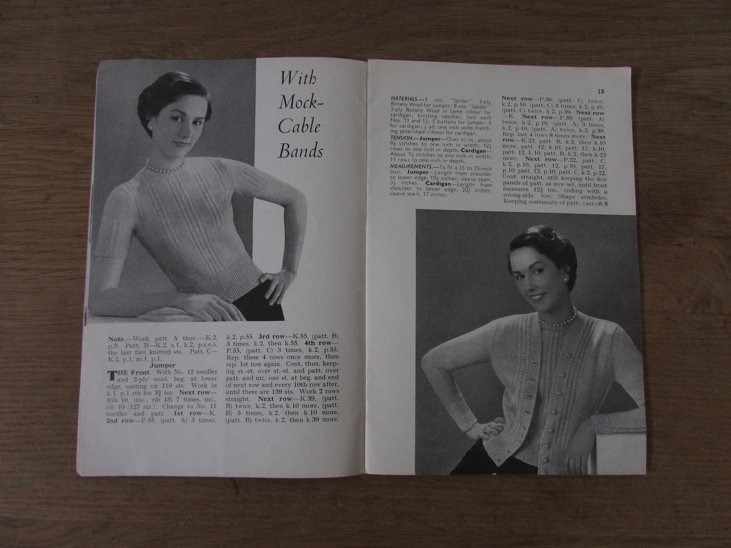 1940s/50s Weldons Practical Needlework 306 knitting patterns for twin sets