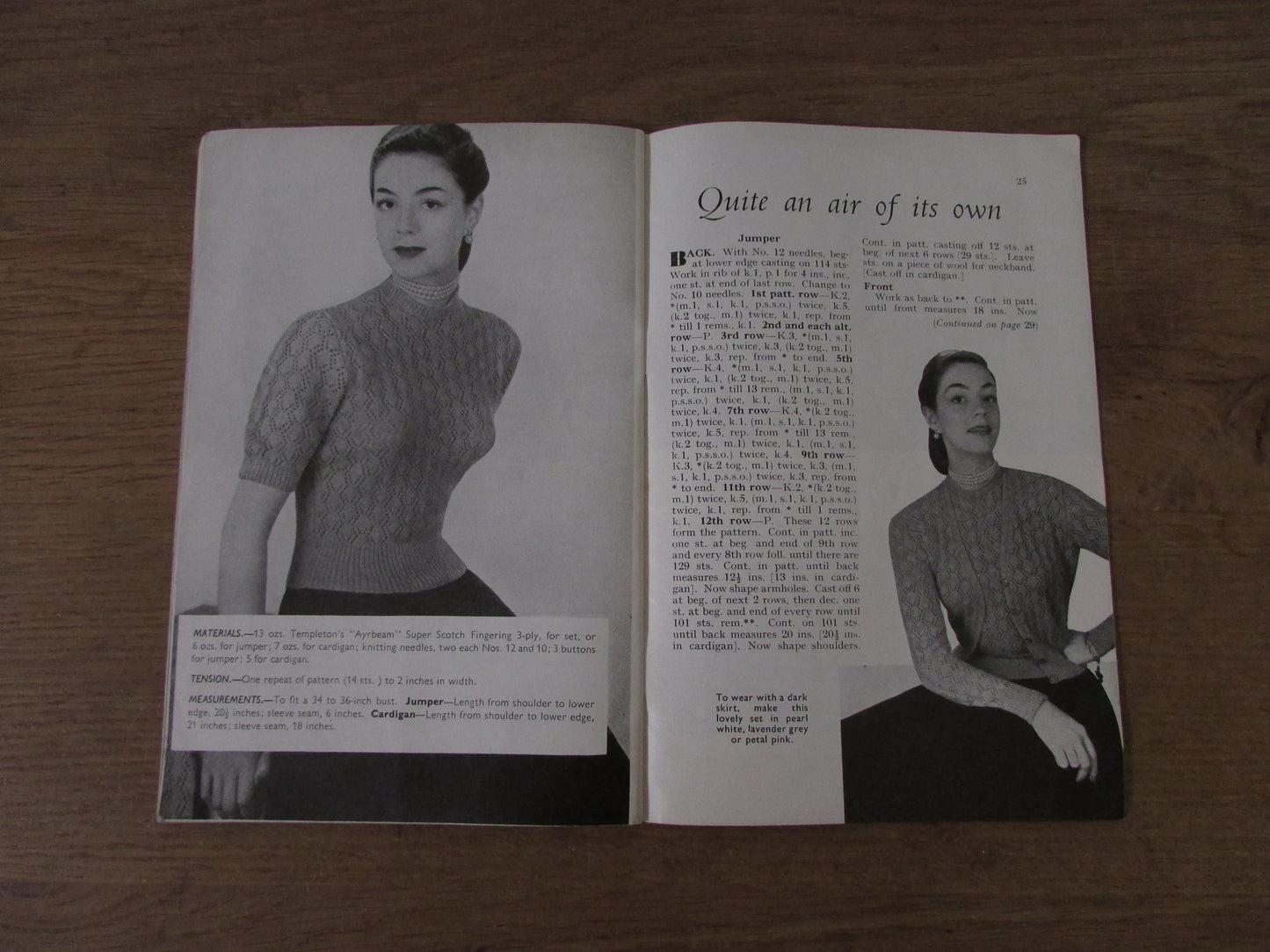 1940s/50s Weldons Practical Needlework 306 knitting patterns for twin sets