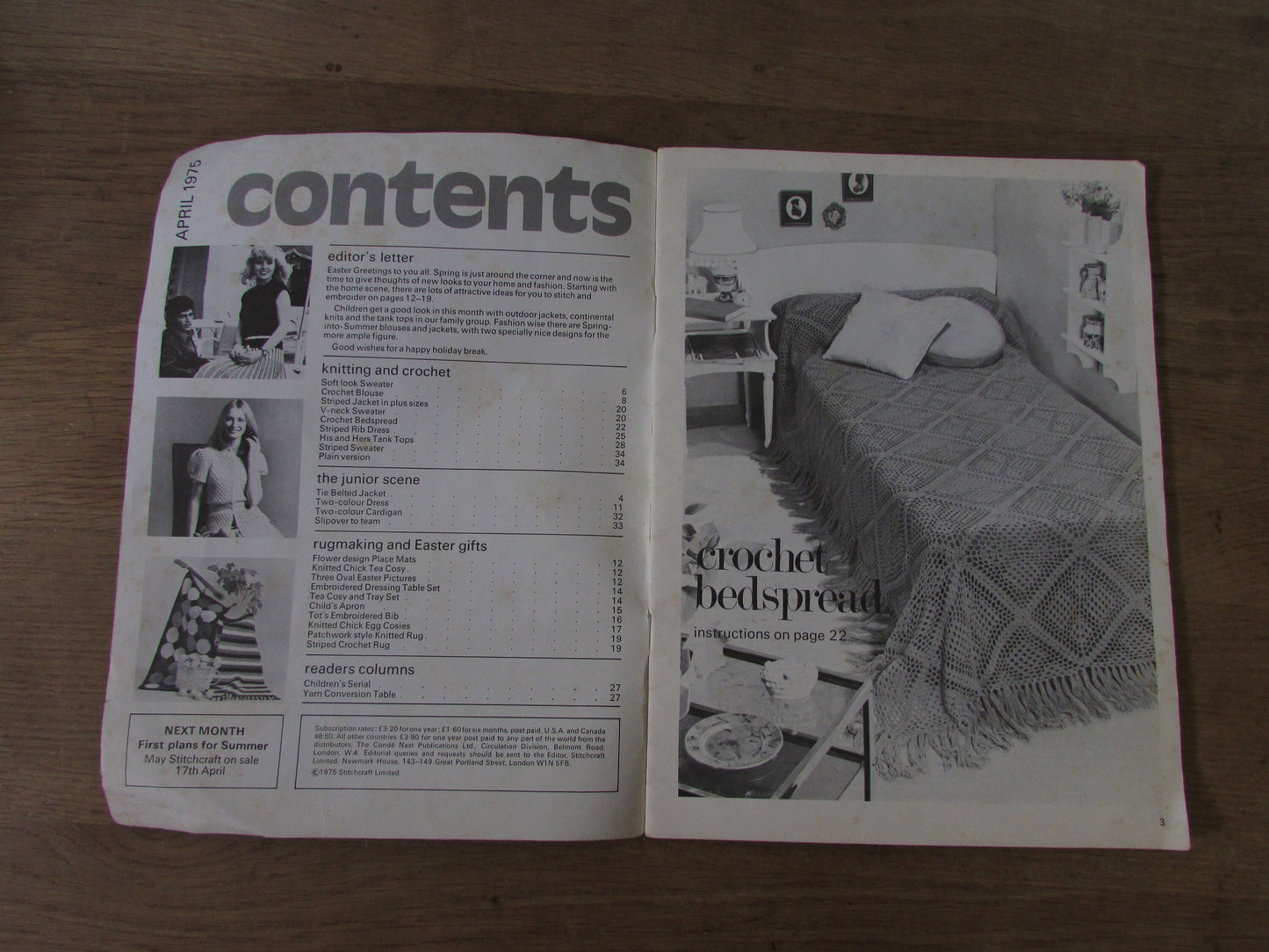 April 1975 Stitchcraft knitting & embroidery pattern booklet