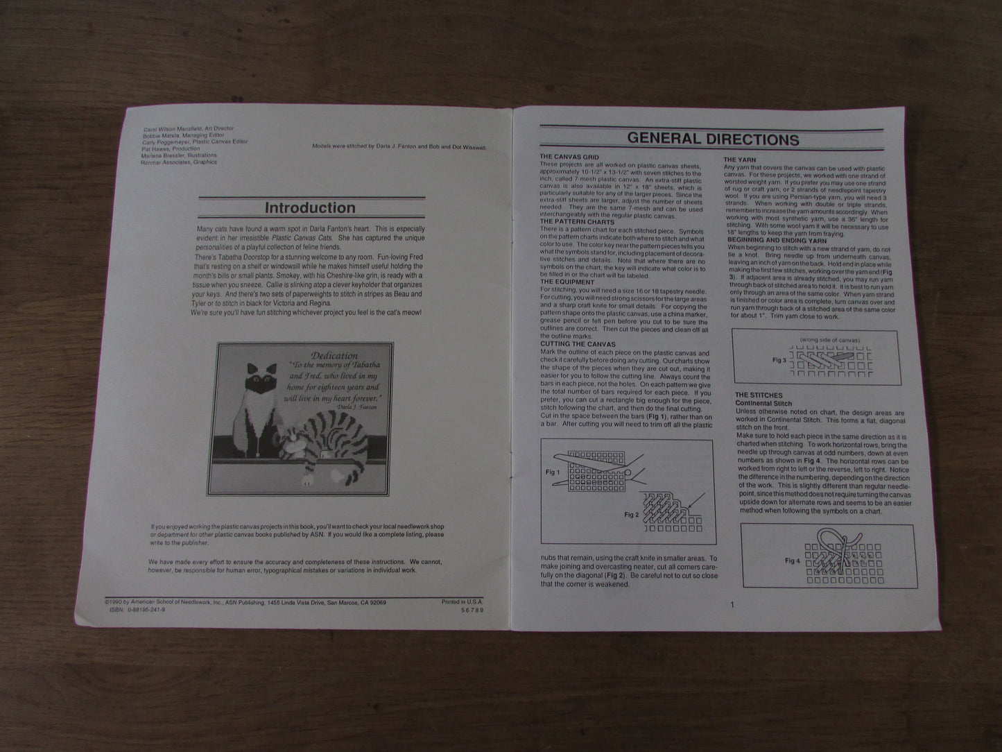 1990 American School of Needlework Plastic Canvas Cats, by Darla J. Fanton