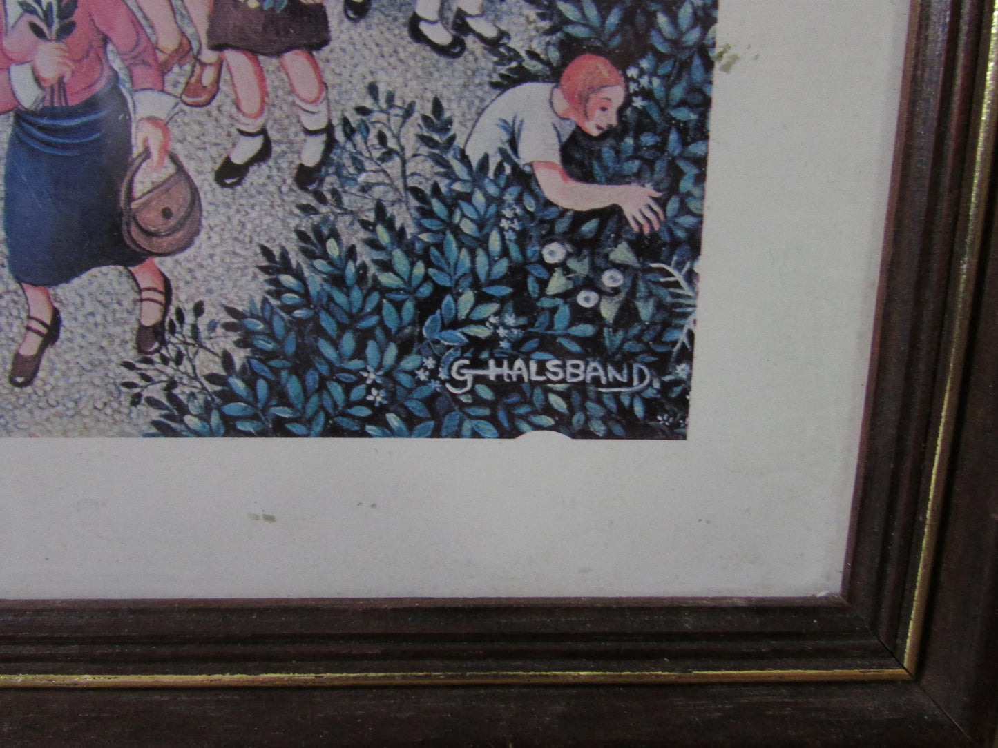 Vintage framed "Nature Walk" print by Gertrude Halsband