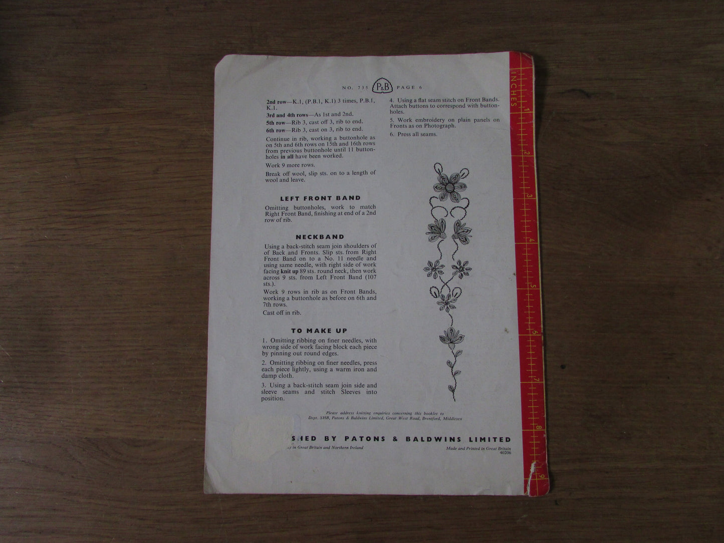 1950s P&B Wools 735-6 knitting pattern for embroidered jumper cardigan