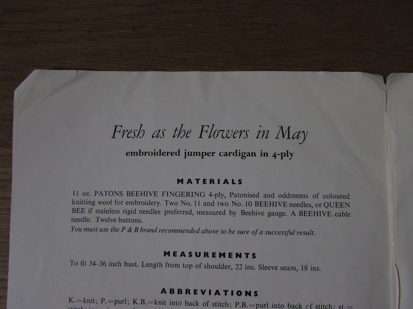 1950s P&B Wools 735-6 knitting pattern for embroidered jumper cardigan