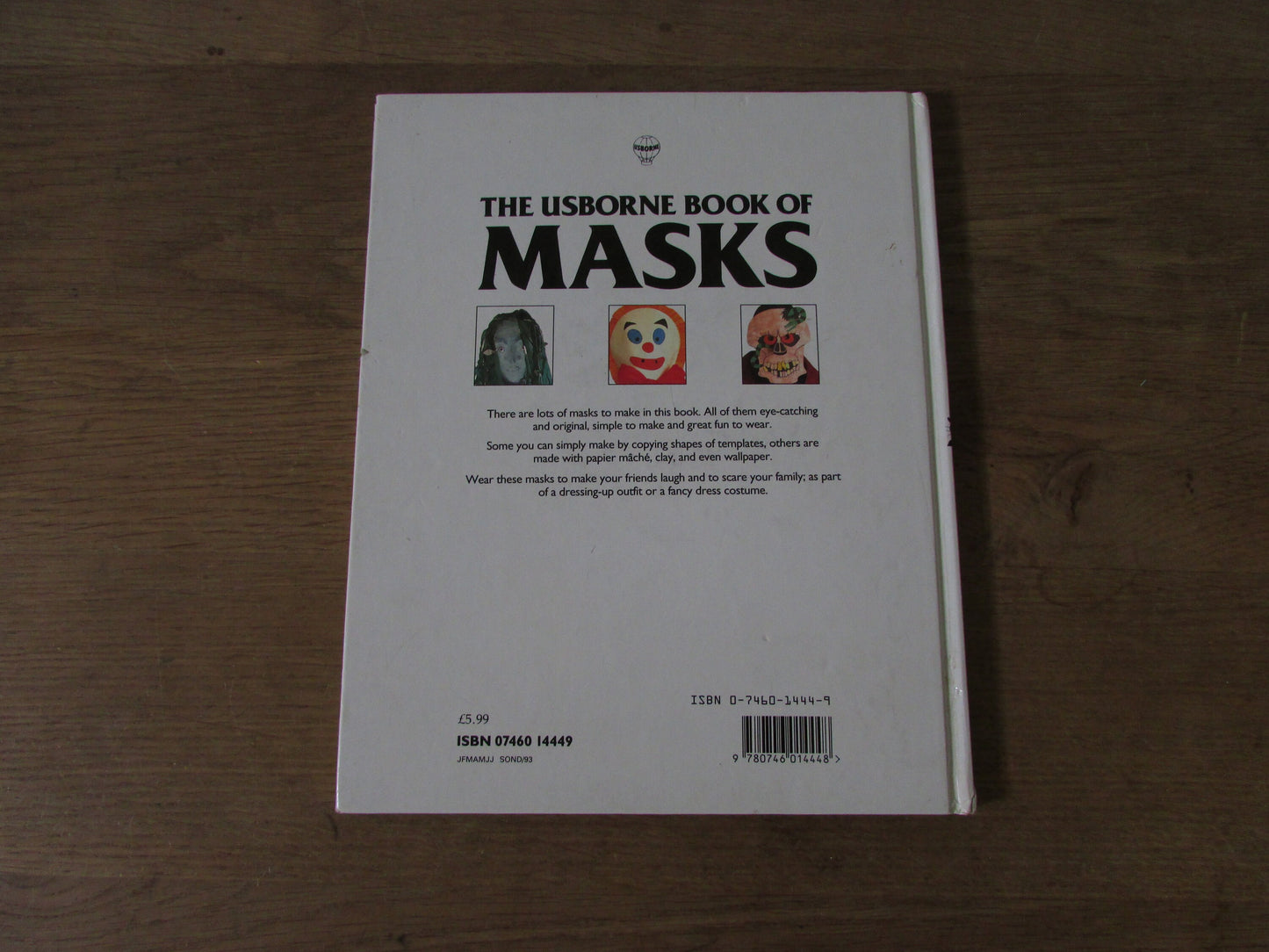 The Usborne Book of Masks, by Paula Borton (Hardback, 1994)