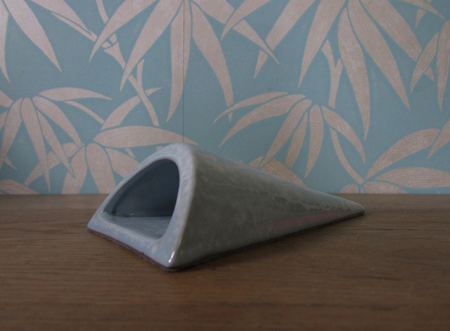 1970s Shelf Concept Handcrafted Stoneware sky blue/mottled cone wall pocket
