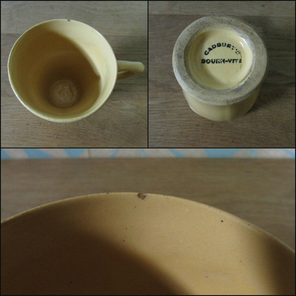 Pair of 1950s/60s collectable Cadbury's Bournville face mugs